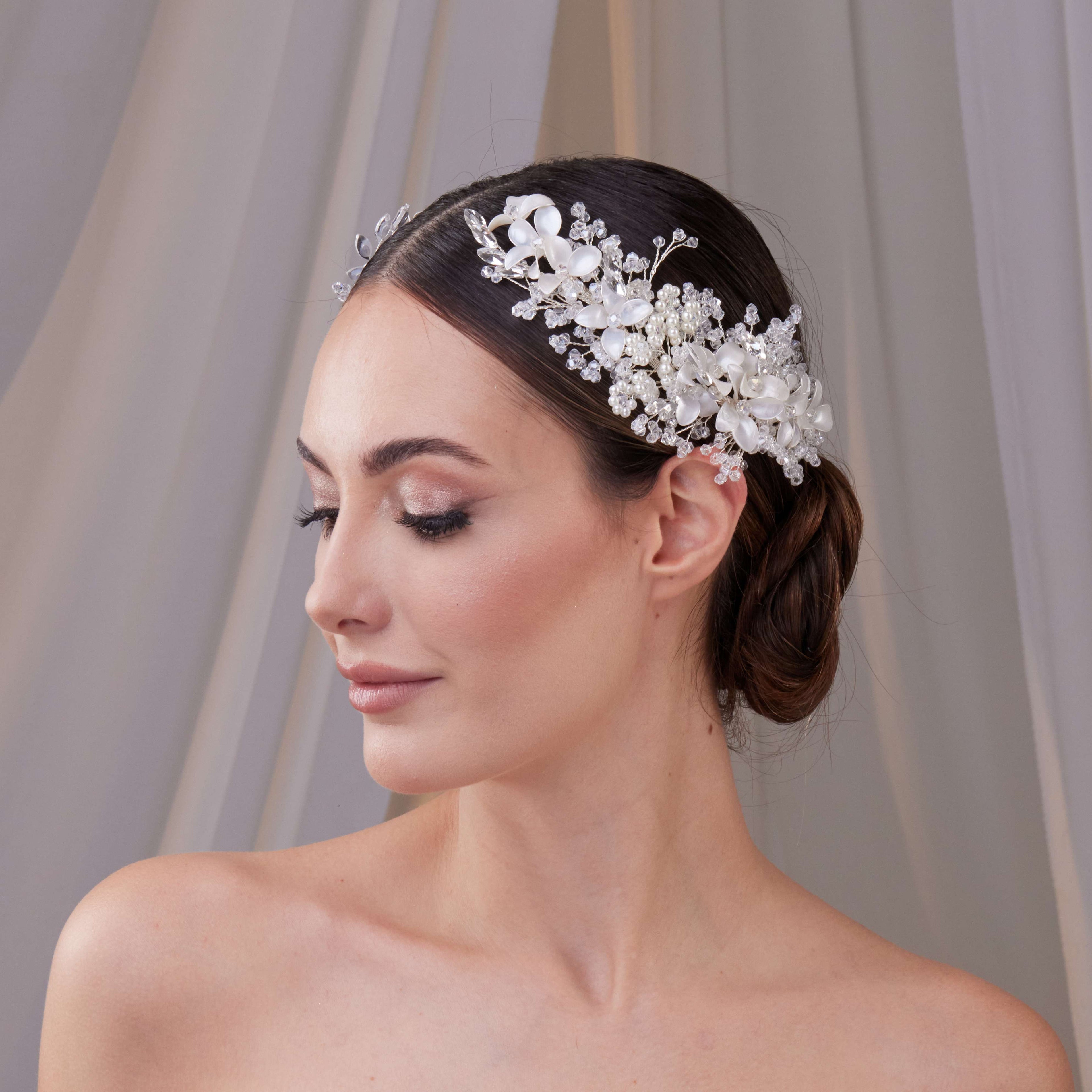 Two-Piece Flower Wedding Hair Vine Set – Bridal Port, view 3