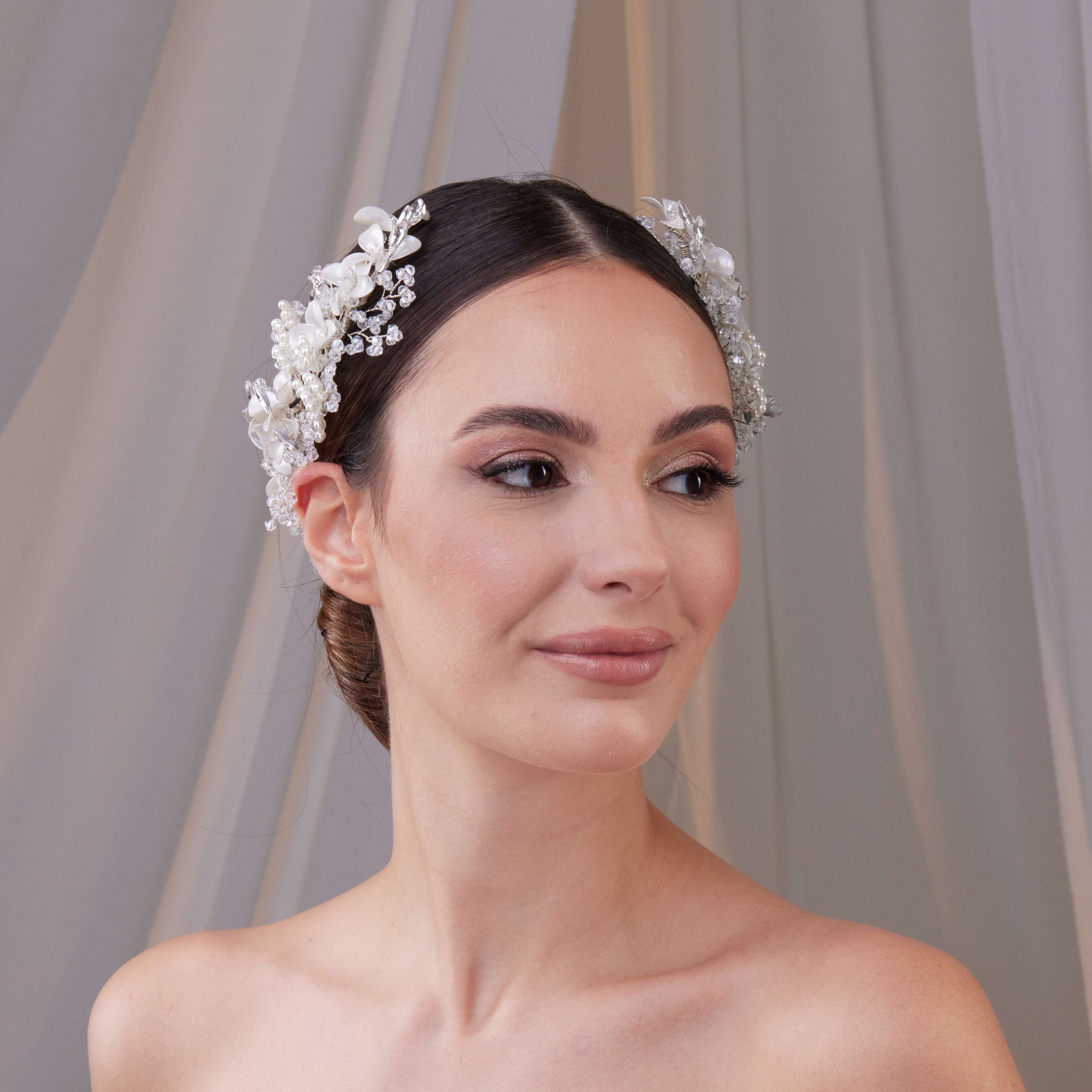 Two-Piece Flower Wedding Hair Vine Set – Bridal Port, view 4