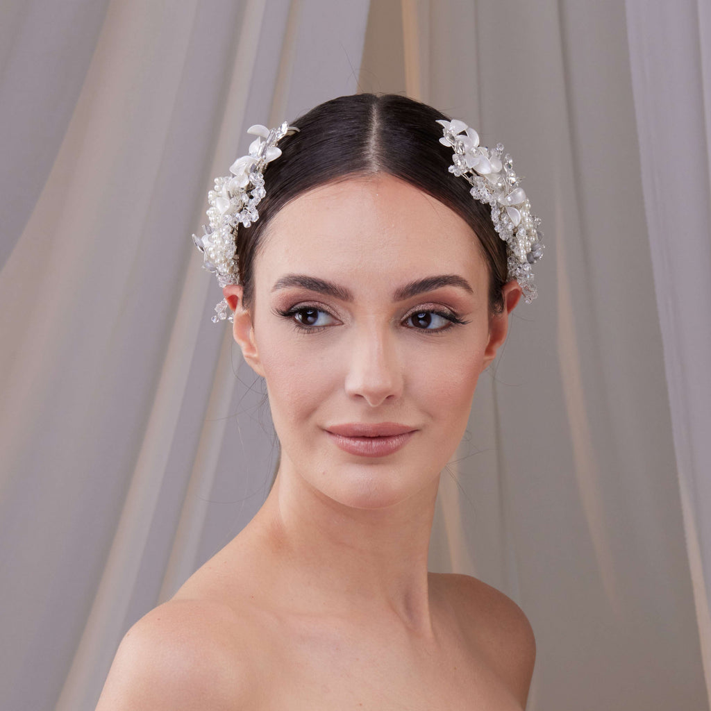 Two-Piece Flower Wedding Hair Vine Set – Bridal Port, view 6