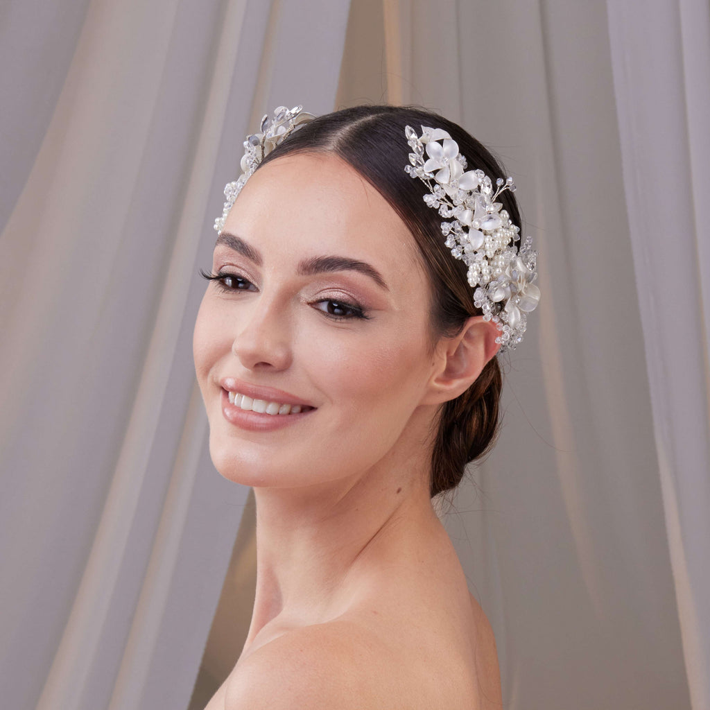 Two-Piece Flower Wedding Hair Vine Set – Bridal Port, view 7