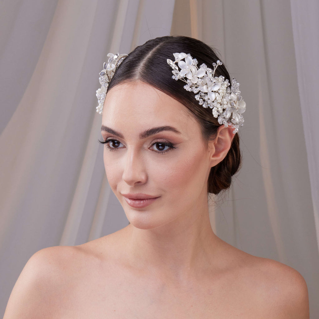 Two-Piece Flower Wedding Hair Vine Set – Bridal Port, view 8