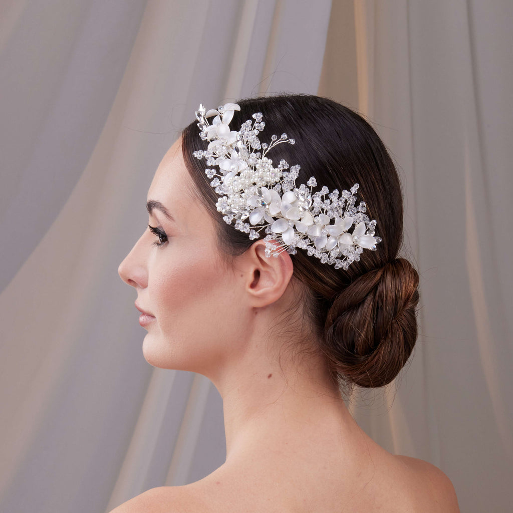 Two-Piece Flower Wedding Hair Vine Set – Bridal Port, view 9