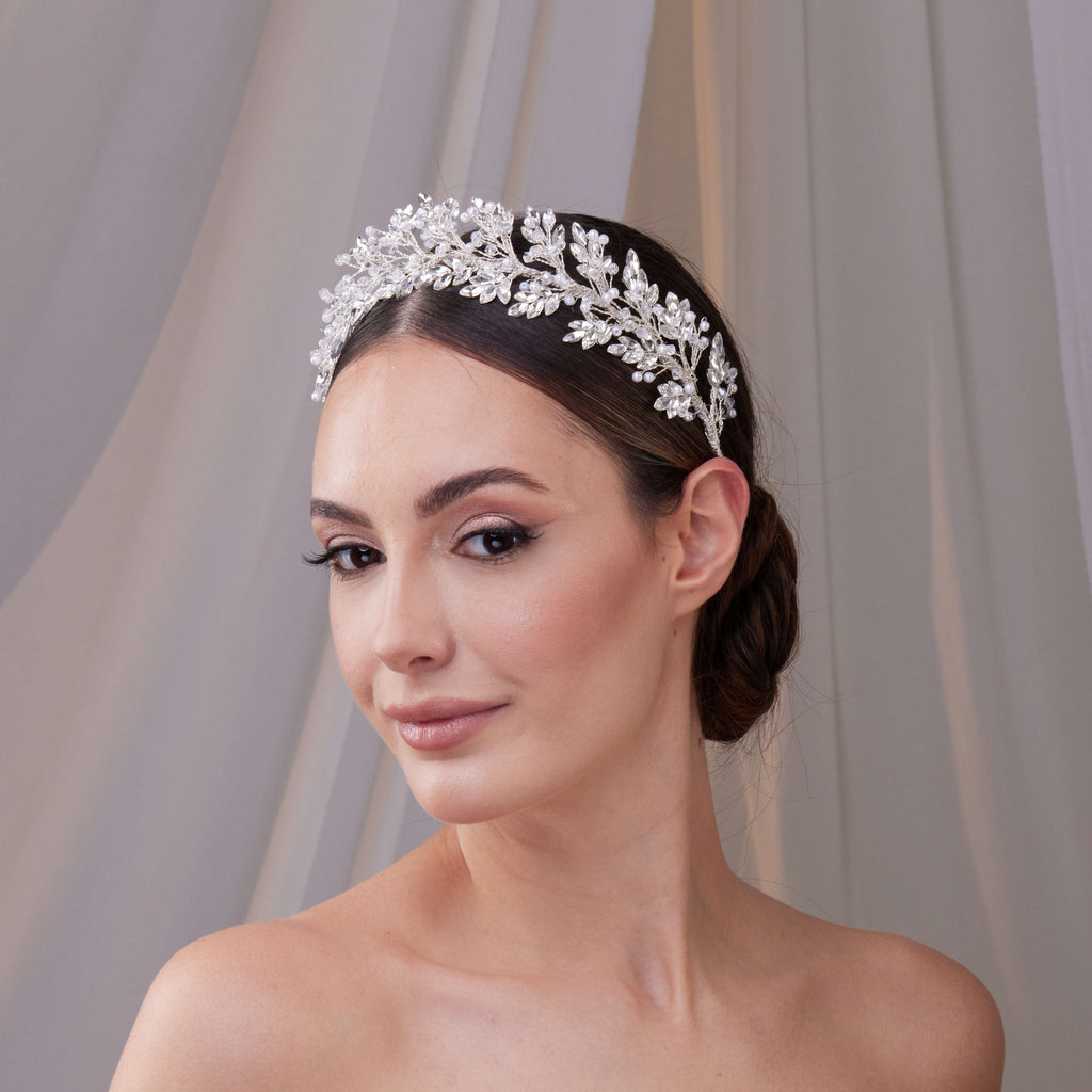 Rhinestone and Pearl Bridal Hair Band – Bridal Port, view 2