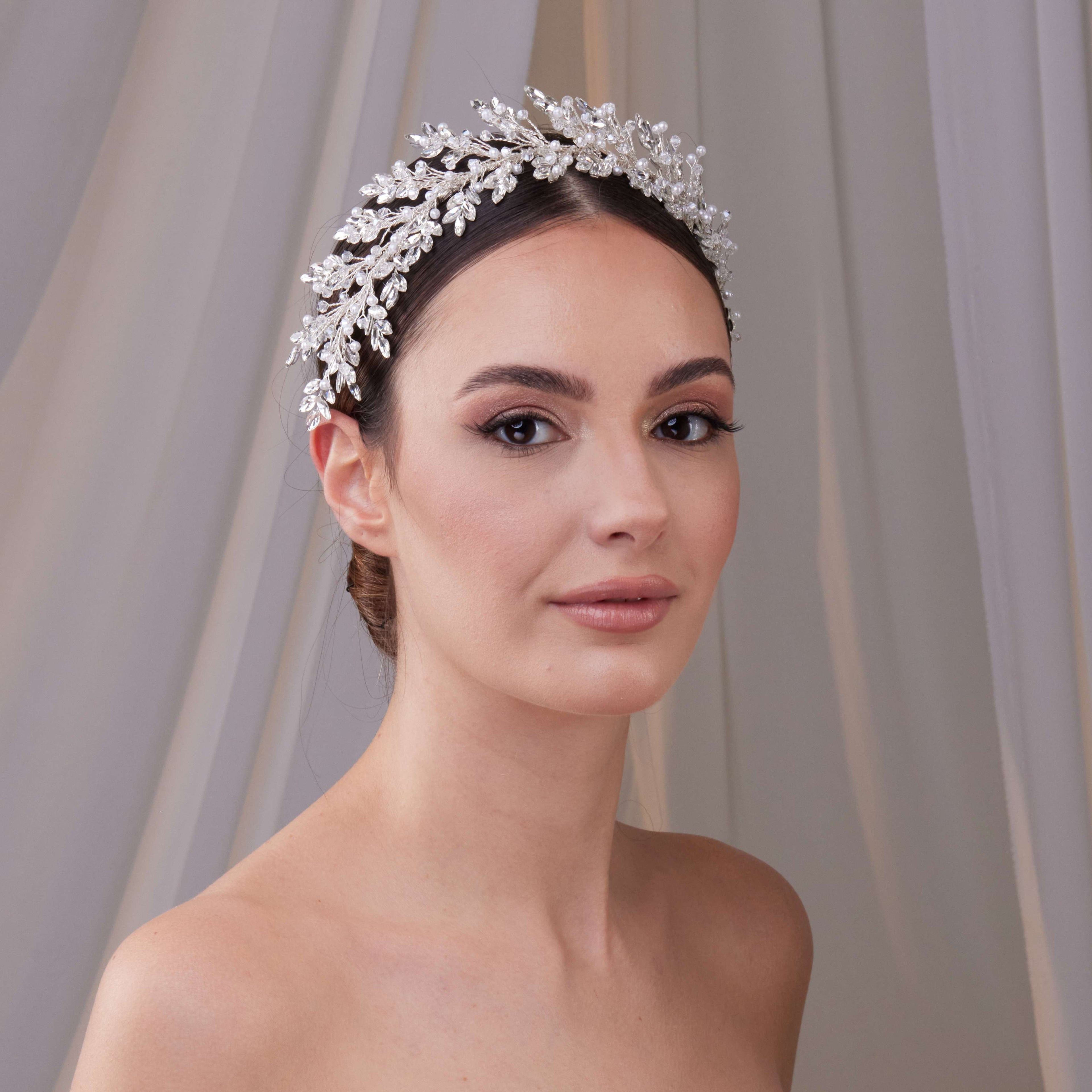 Rhinestone and Pearl Bridal Hair Band – Bridal Port, view 3