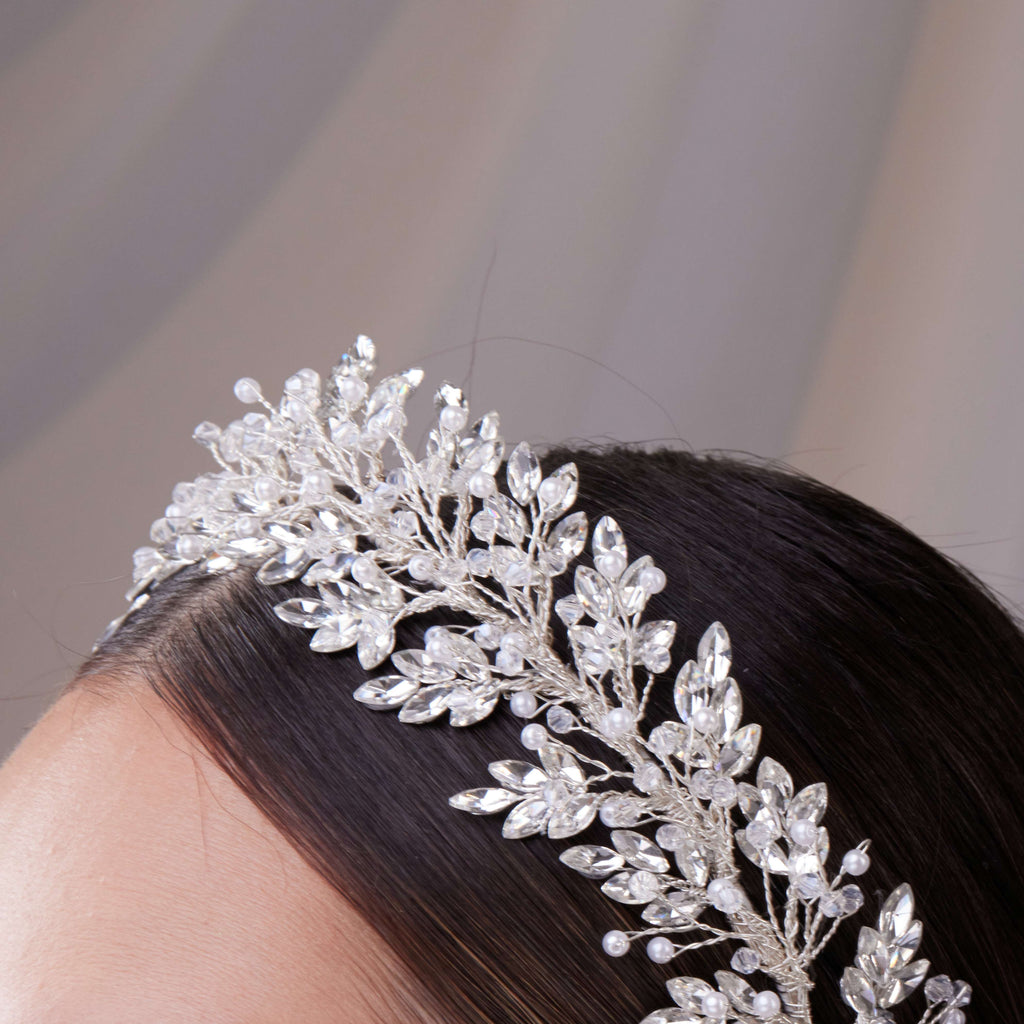 Rhinestone and Pearl Bridal Hair Band – Bridal Port, view 4