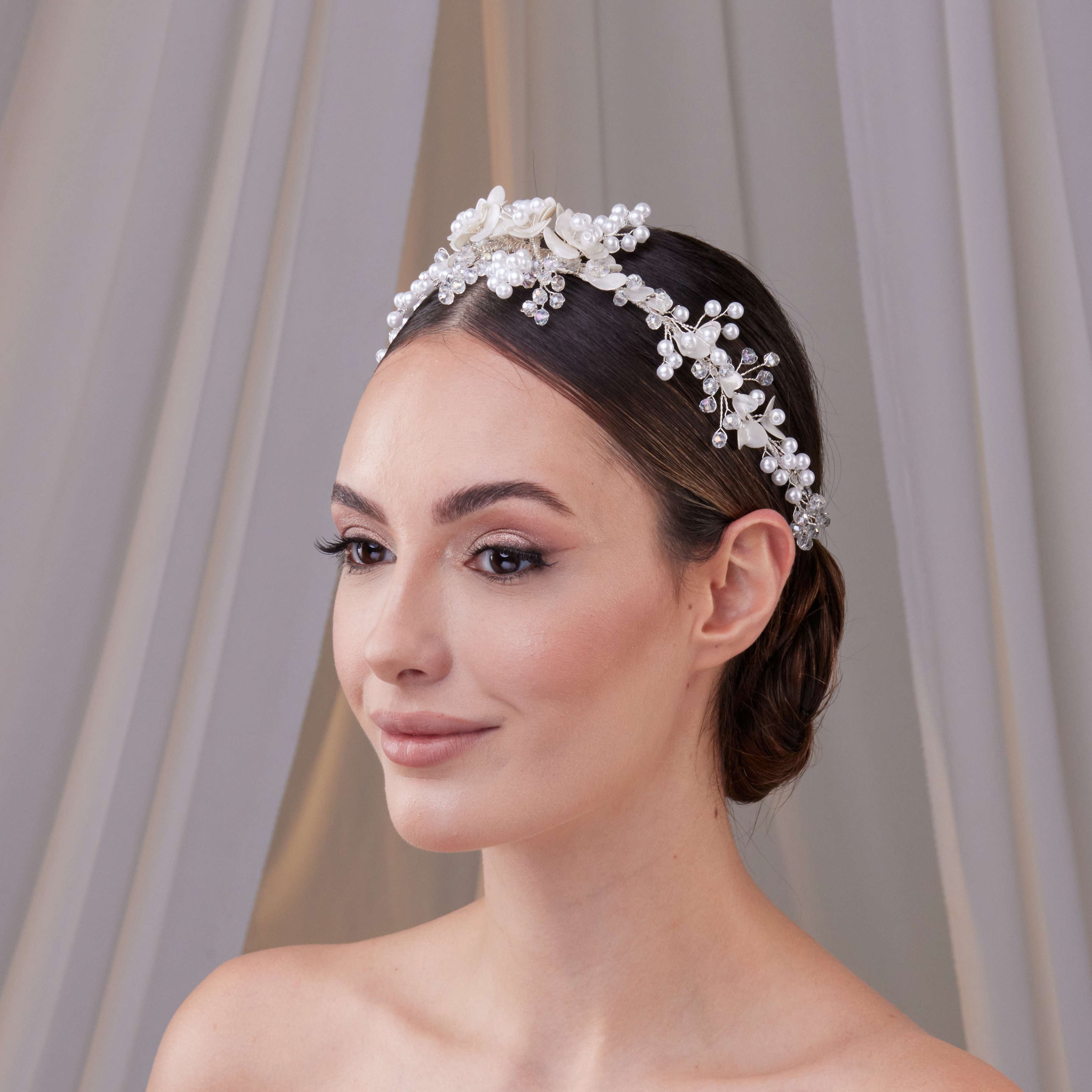 Elegant Resin and Pearl Bridal Hair Band – Bridal Port