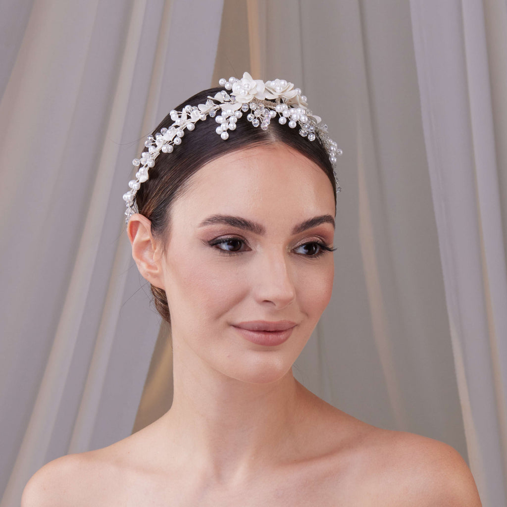 Elegant Resin and Pearl Bridal Hair Band – Bridal Port, view 4