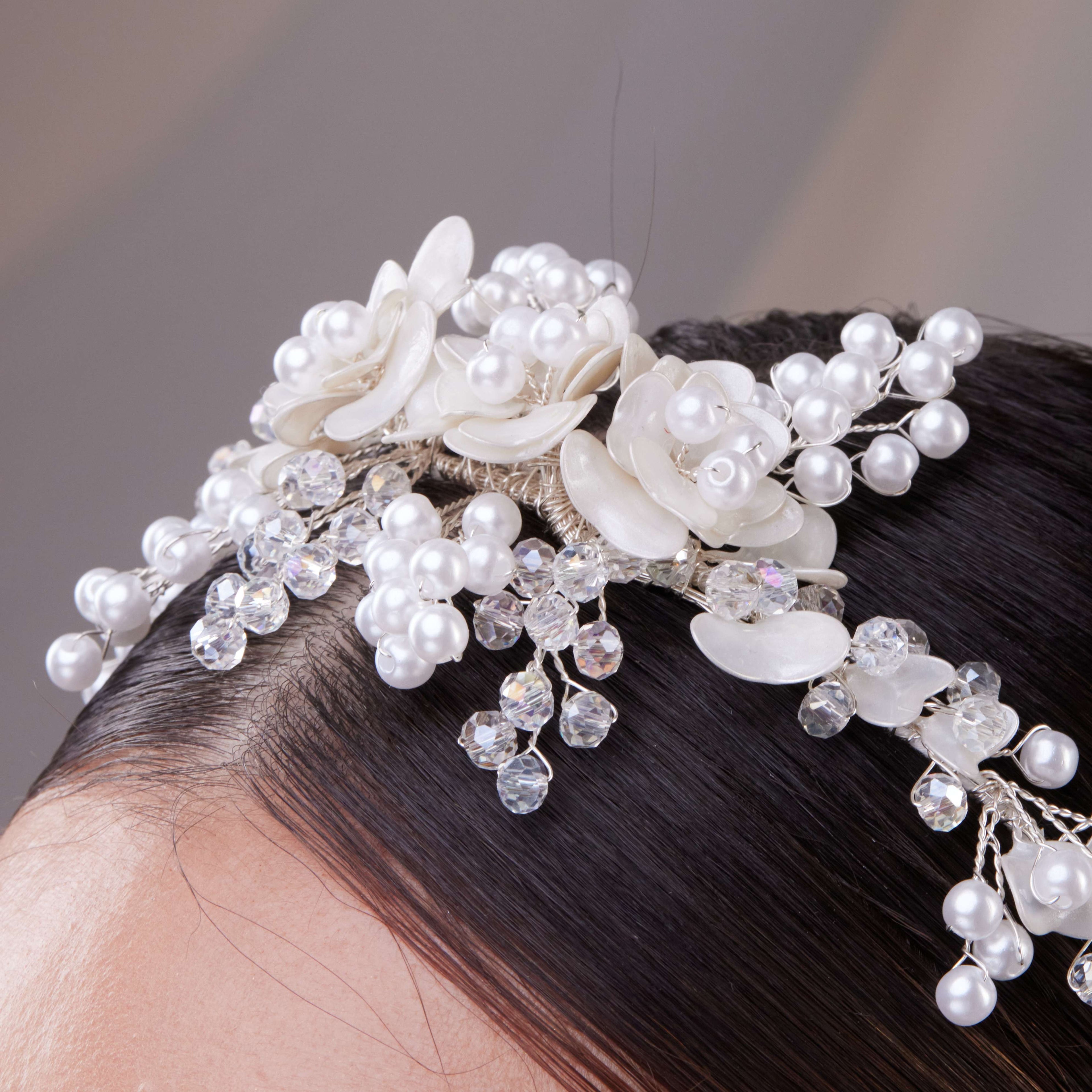 Elegant Resin and Pearl Bridal Hair Band – Bridal Port, view 6