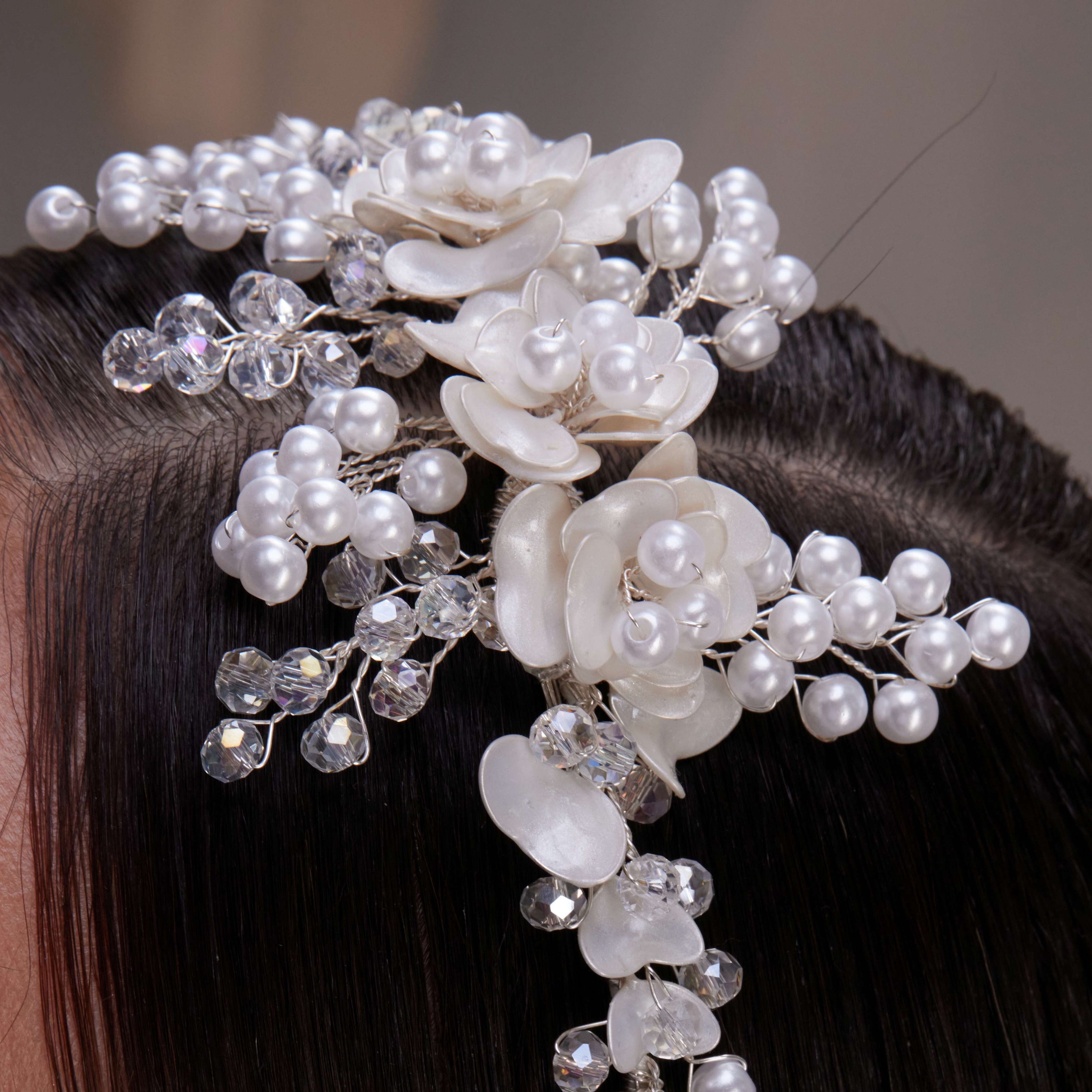 Elegant Resin and Pearl Bridal Hair Band – Bridal Port, view 3