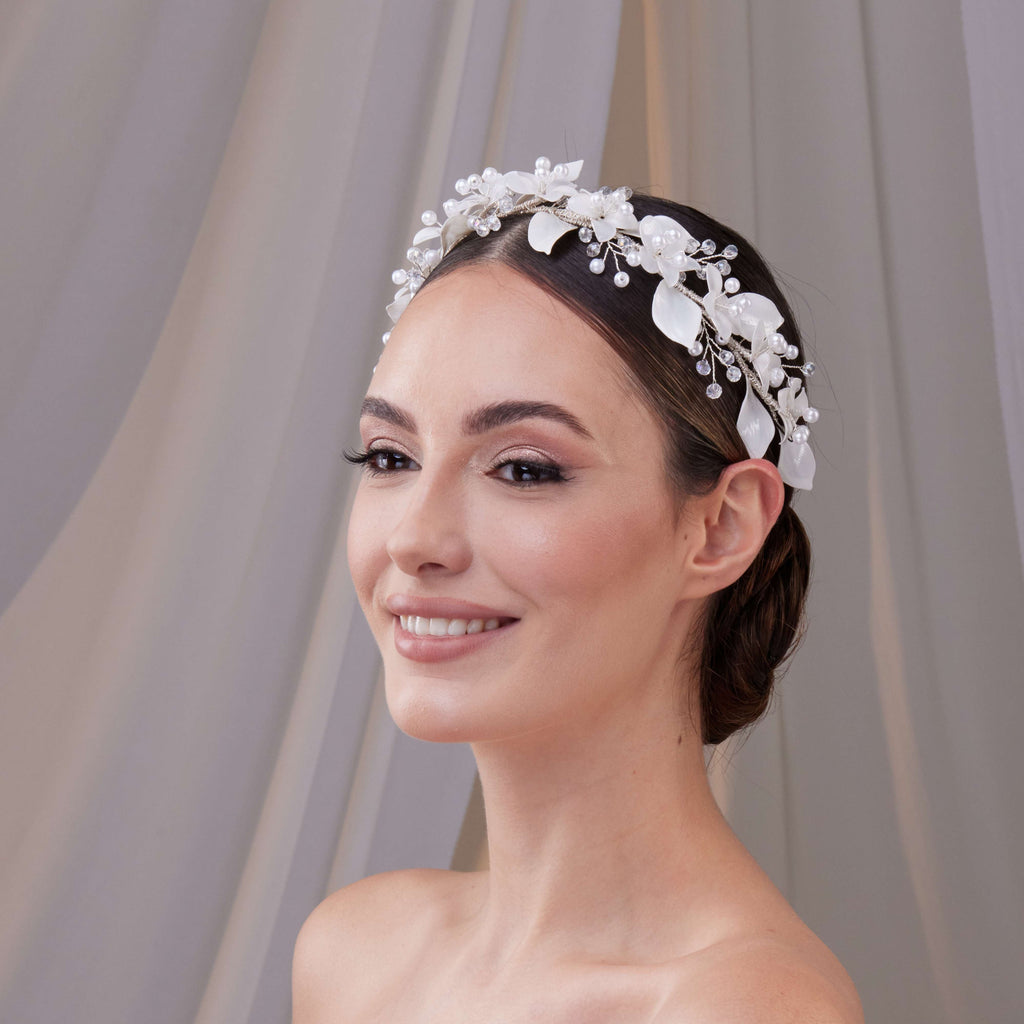 Resin Flower Bridal Hair Wreath – Bridal Port, view 4