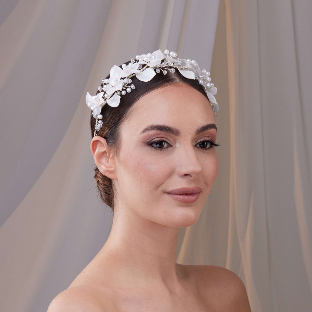 Resin Flower Bridal Hair Wreath – Bridal Port, view 5