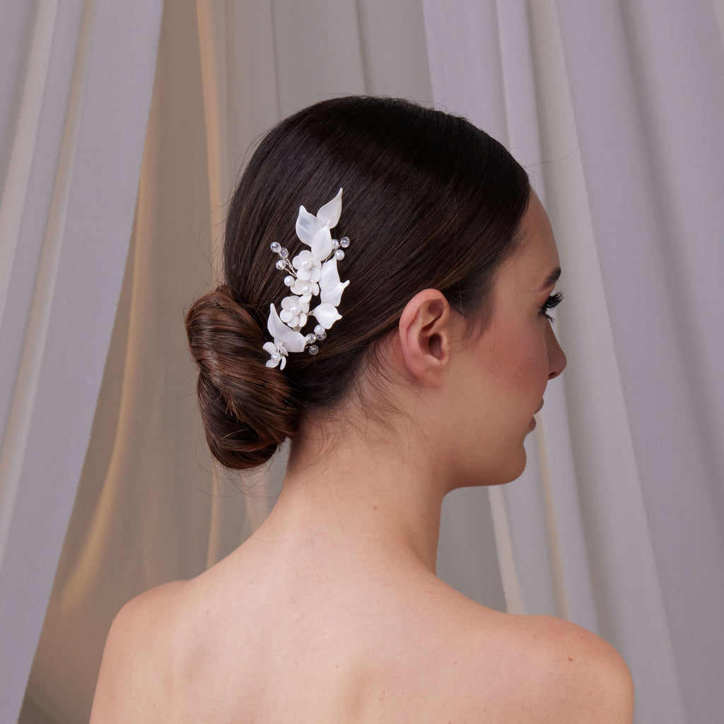 Two-Piece Resin Flower Bridal Hair Vine Set – Bridal Port, view 6