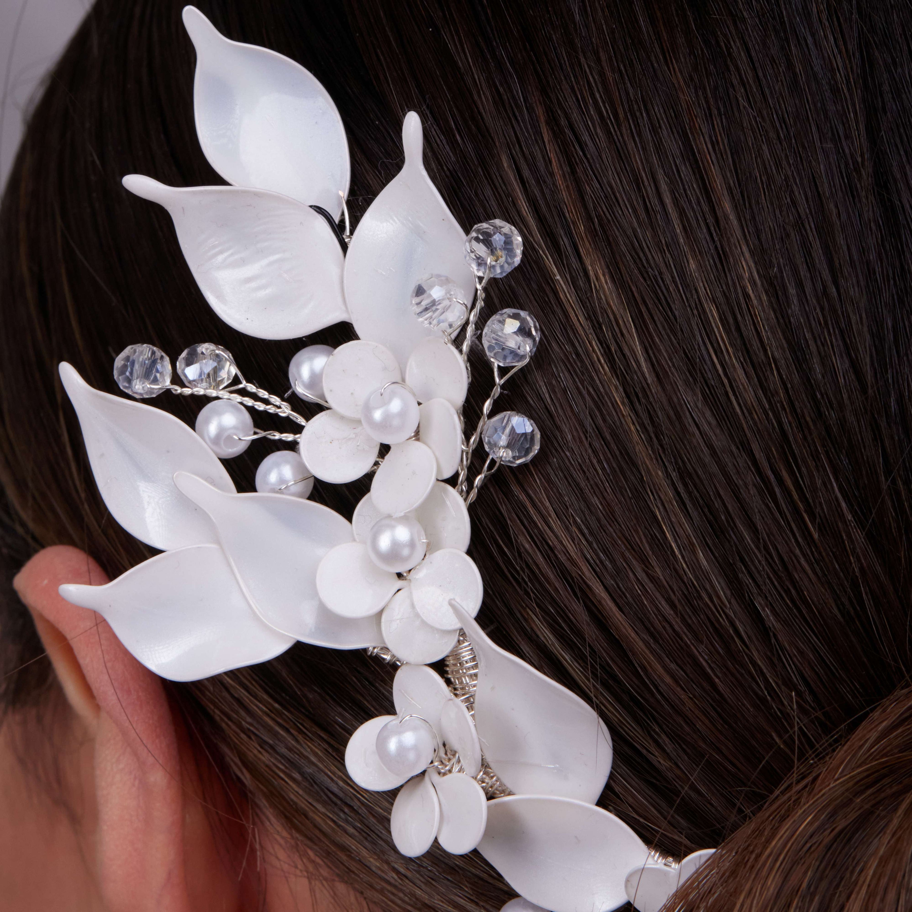 Two-Piece Resin Flower Bridal Hair Vine Set – Bridal Port, view 4