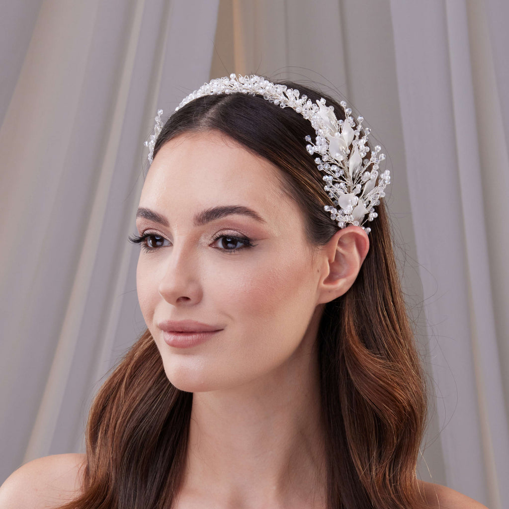 Resin and Crystal Beaded Bridal Hair Band – Bridal Port, view 2