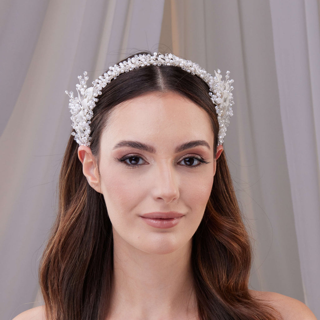 Resin and Crystal Beaded Bridal Hair Band – Bridal Port, view 3