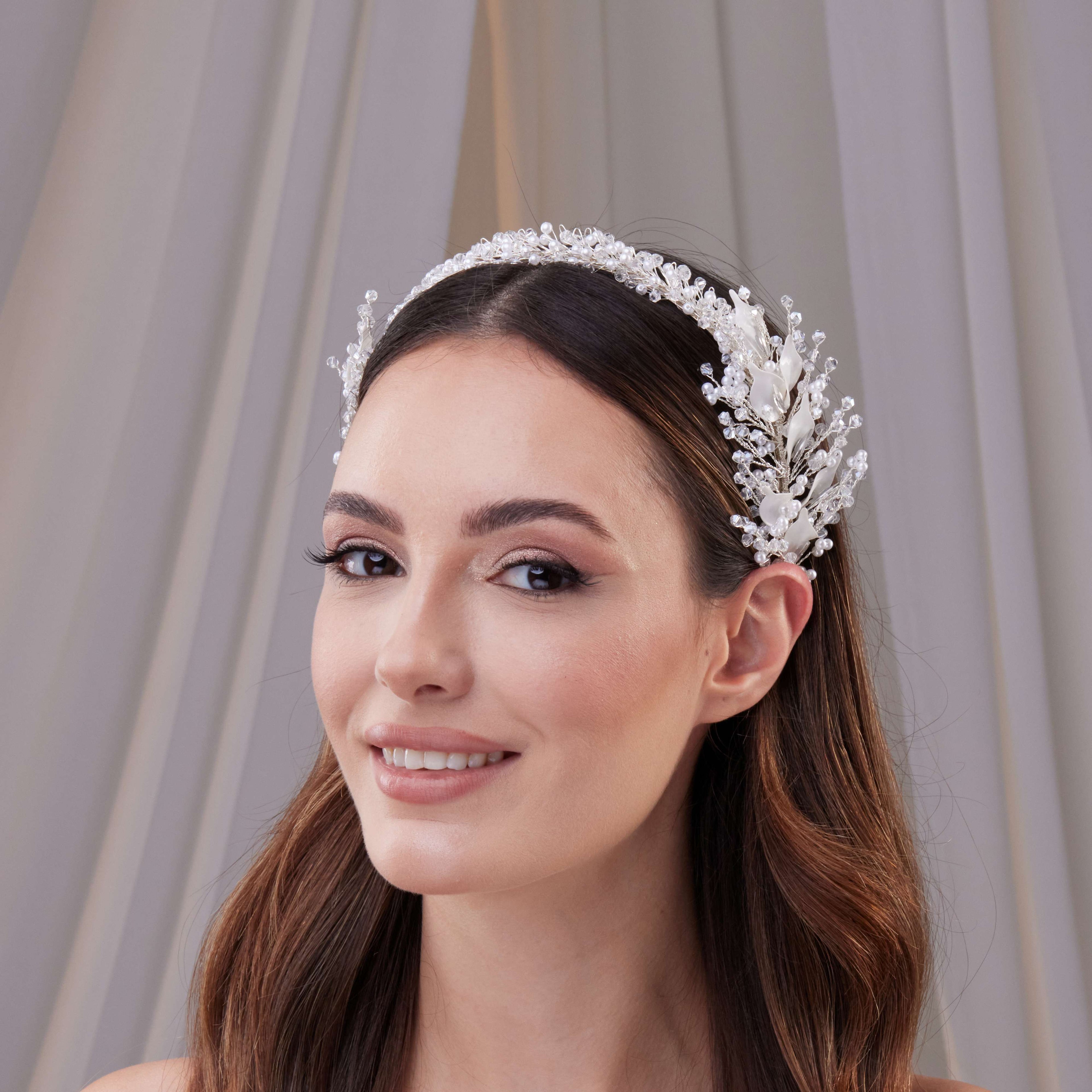 Resin and Crystal Beaded Bridal Hair Band – Bridal Port, view 4