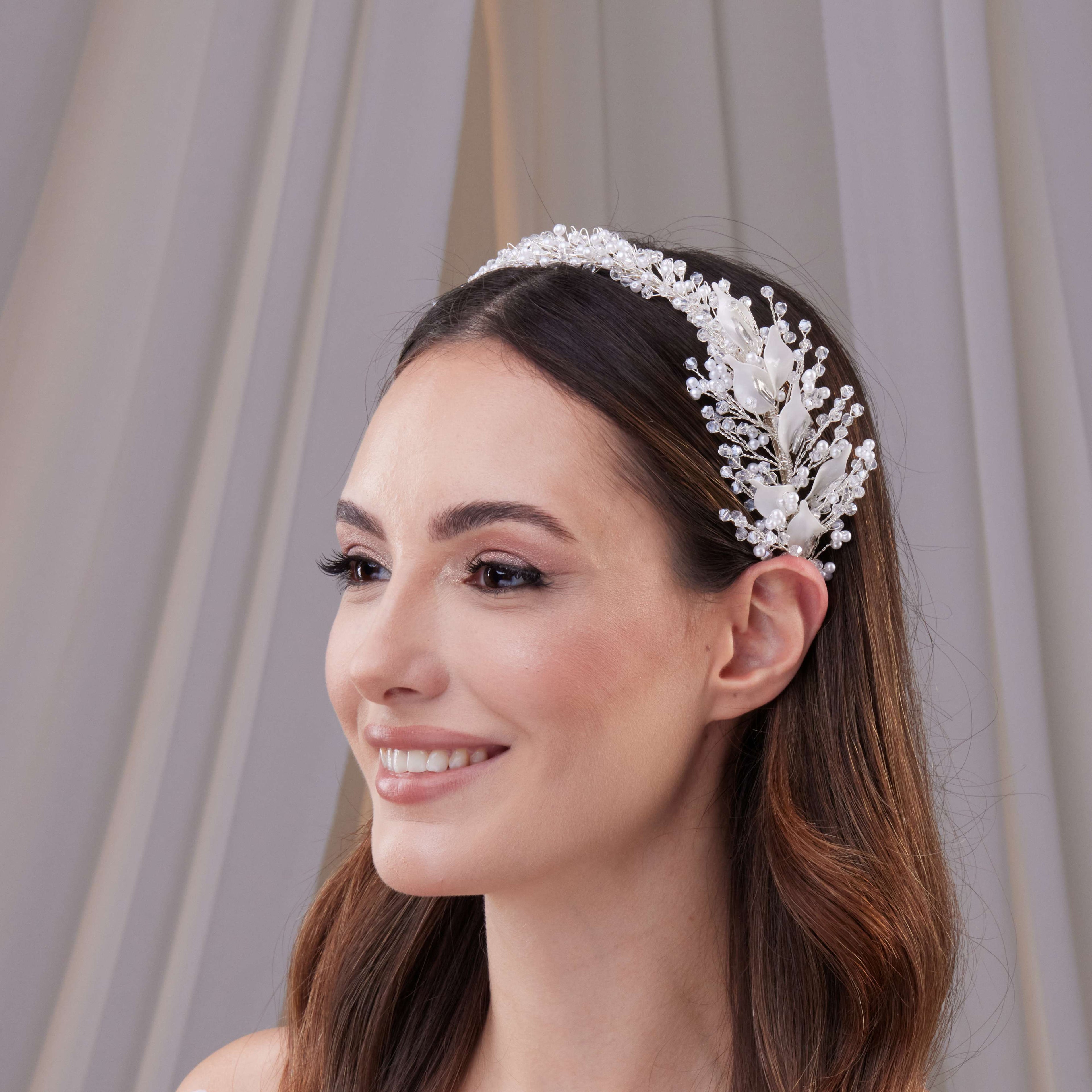 Resin and Crystal Beaded Bridal Hair Band – Bridal Port, view 6