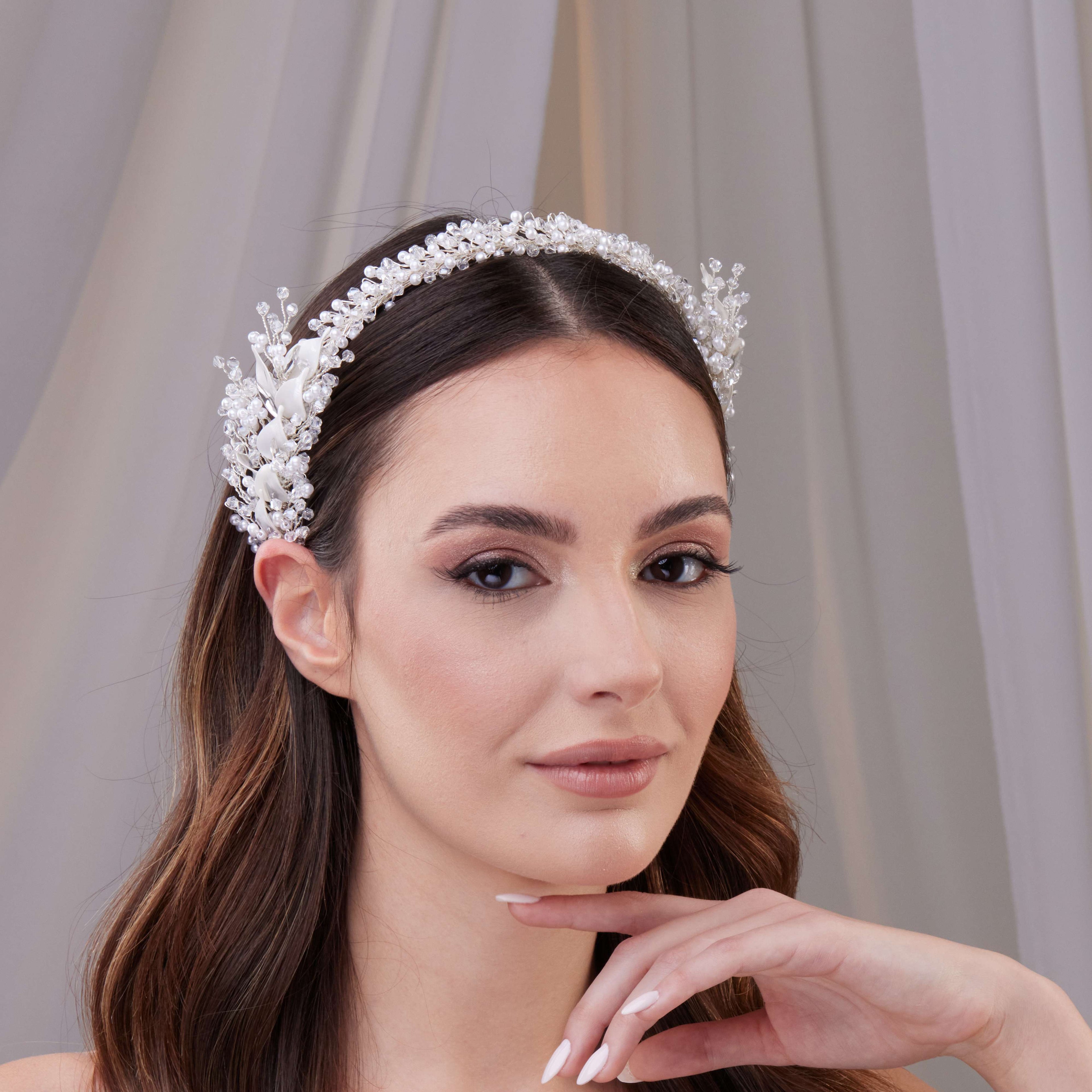 Resin and Crystal Beaded Bridal Hair Band – Bridal Port