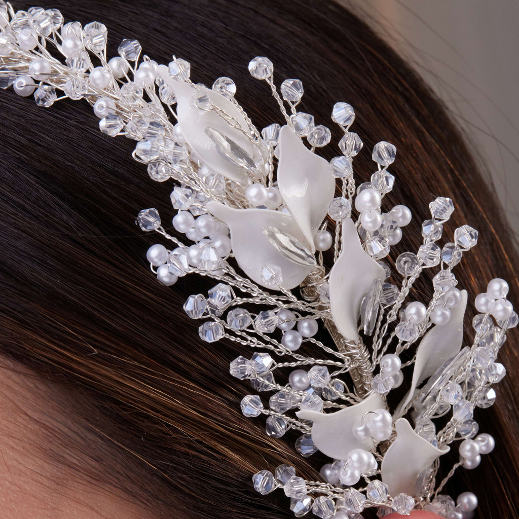 Resin and Crystal Beaded Bridal Hair Band – Bridal Port, view 5