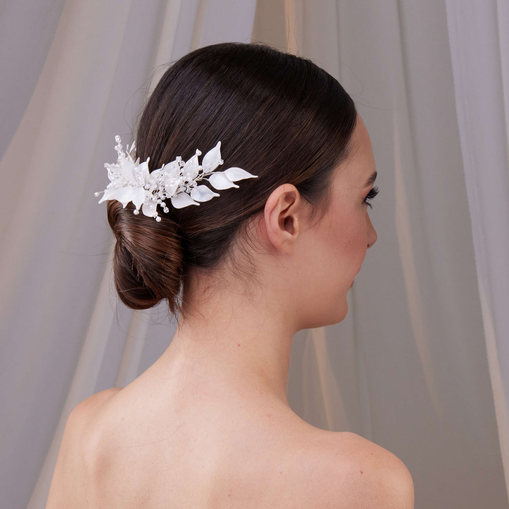 Elegant Resin Leaf Hair Comb – Bridal Port, view 5