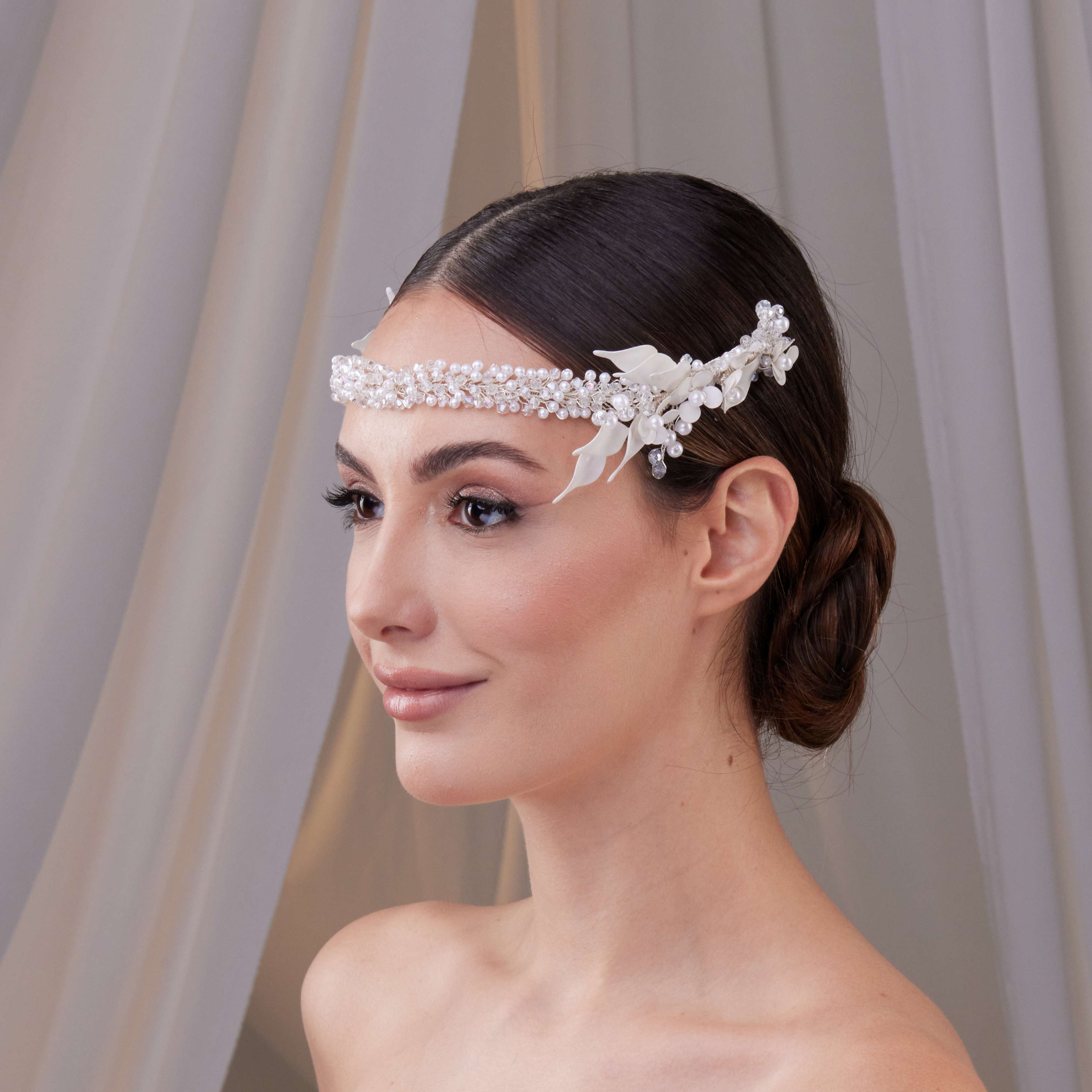 Bridal Resin Flower and Crystal Halo – Bridal Port, view 2