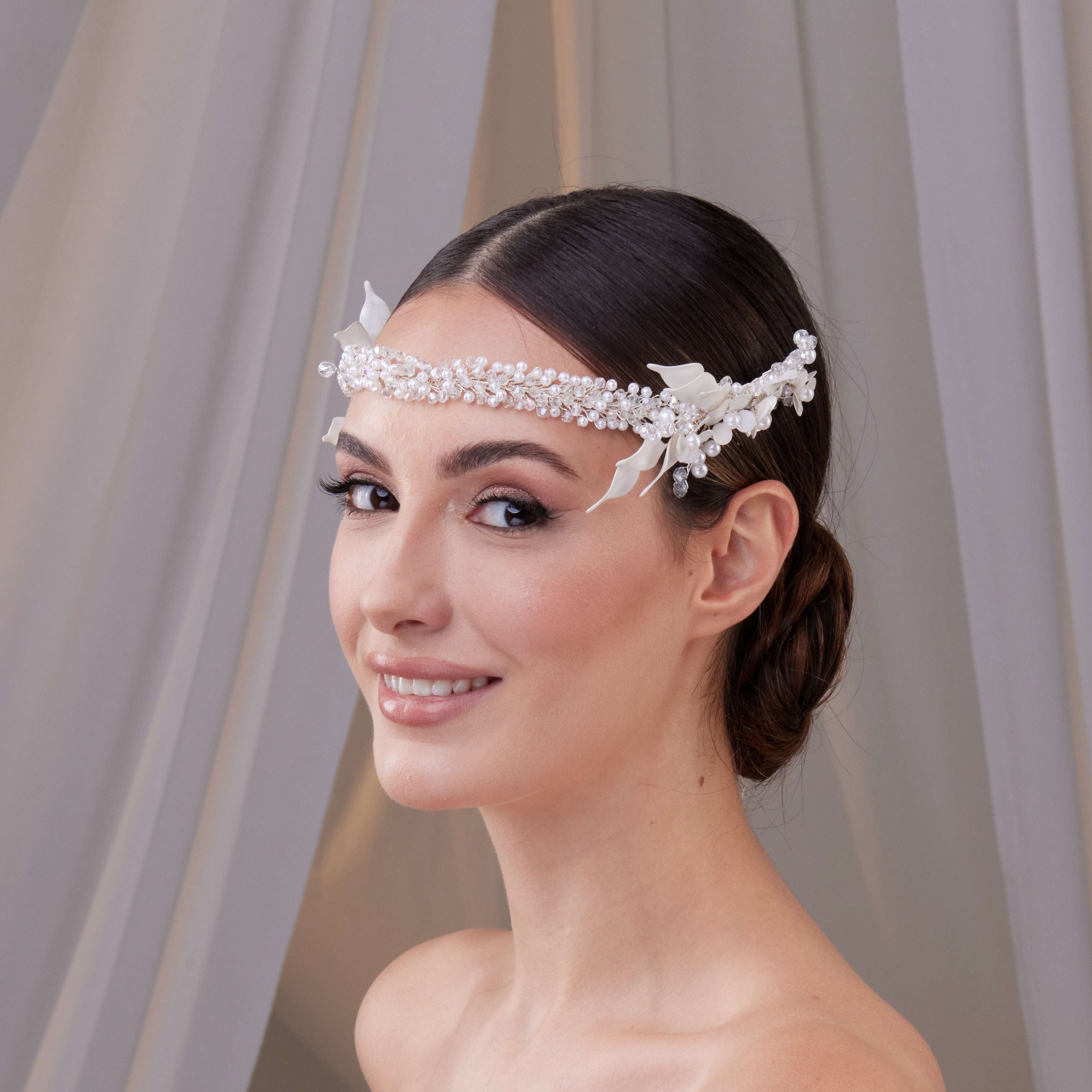 Bridal Resin Flower and Crystal Halo – Bridal Port, view 3