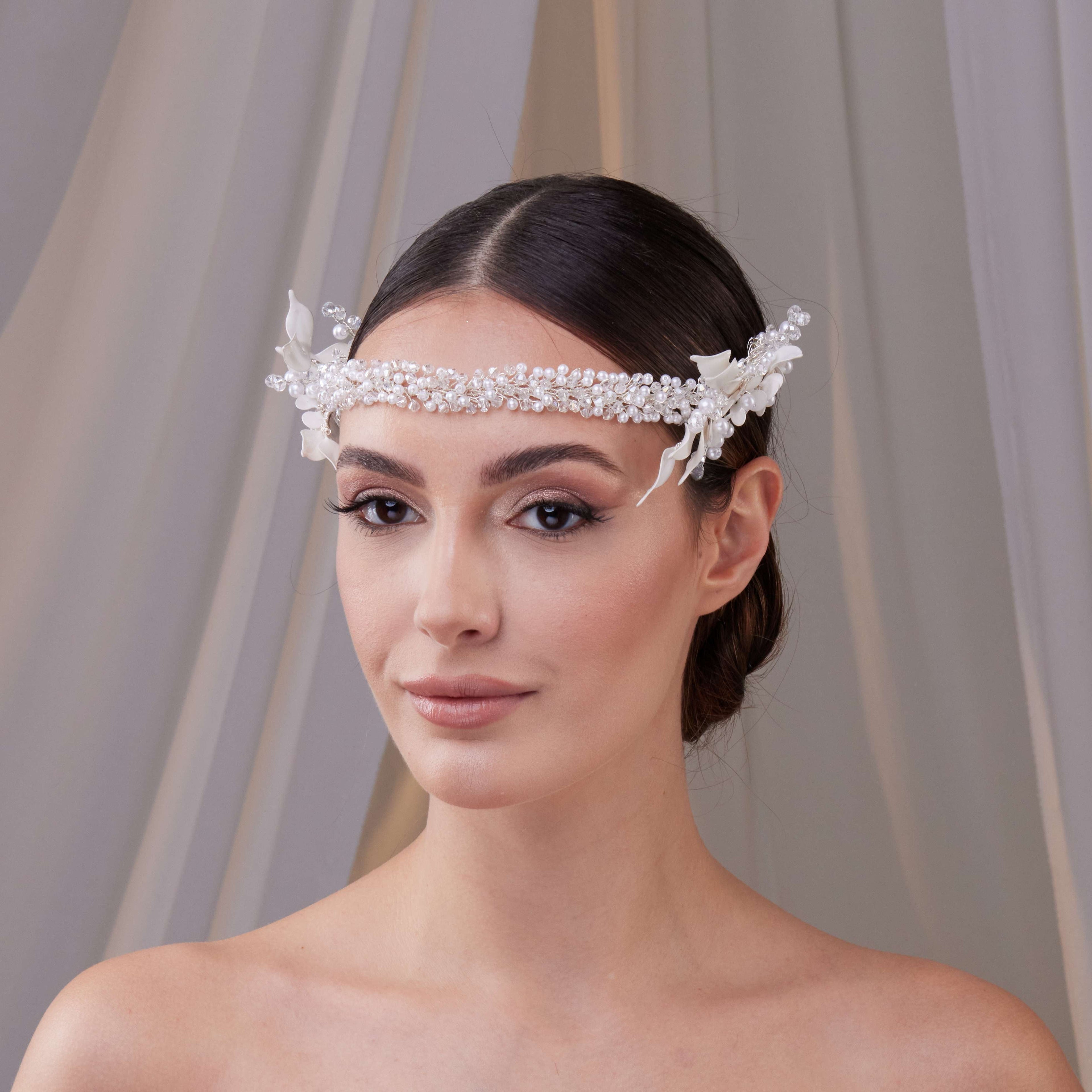 Bridal Resin Flower and Crystal Halo – Bridal Port, view 4