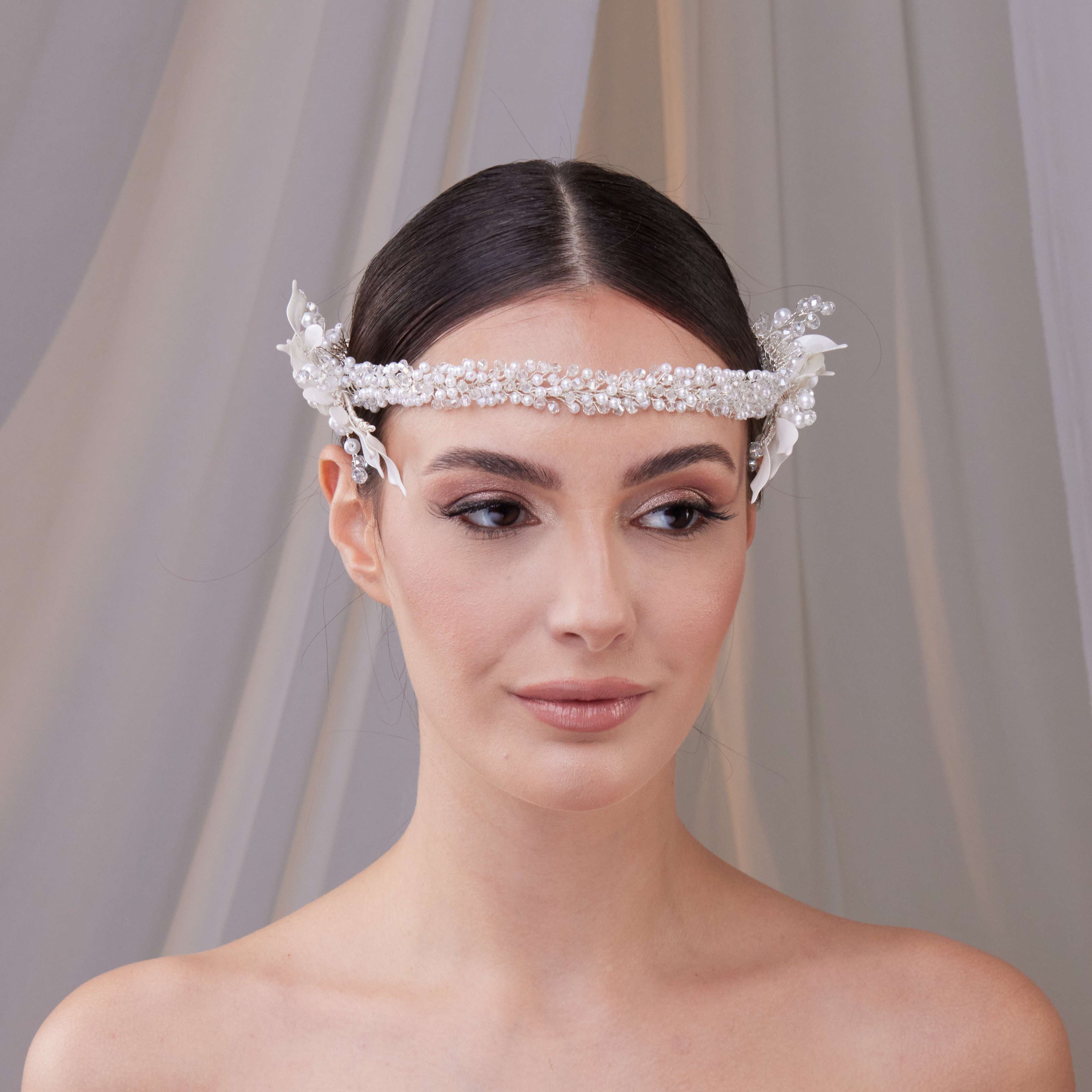 Bridal Resin Flower and Crystal Halo – Bridal Port, view 5