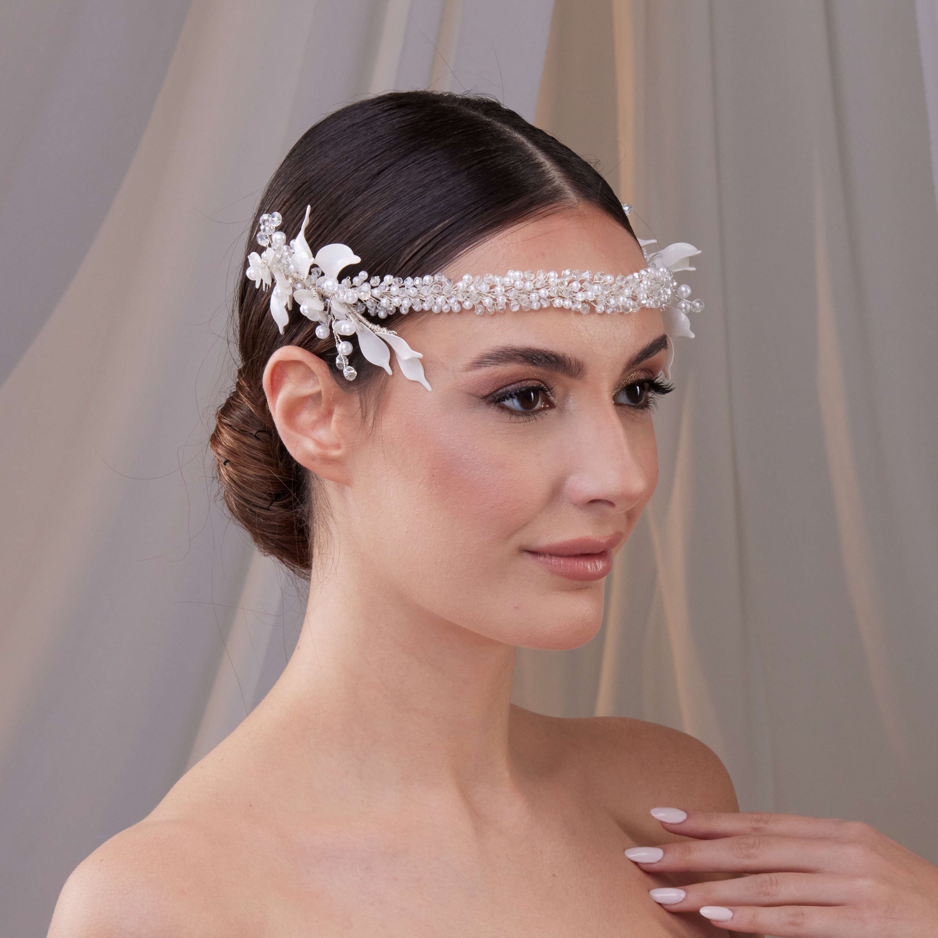 Bridal Resin Flower and Crystal Halo – Bridal Port, view 6