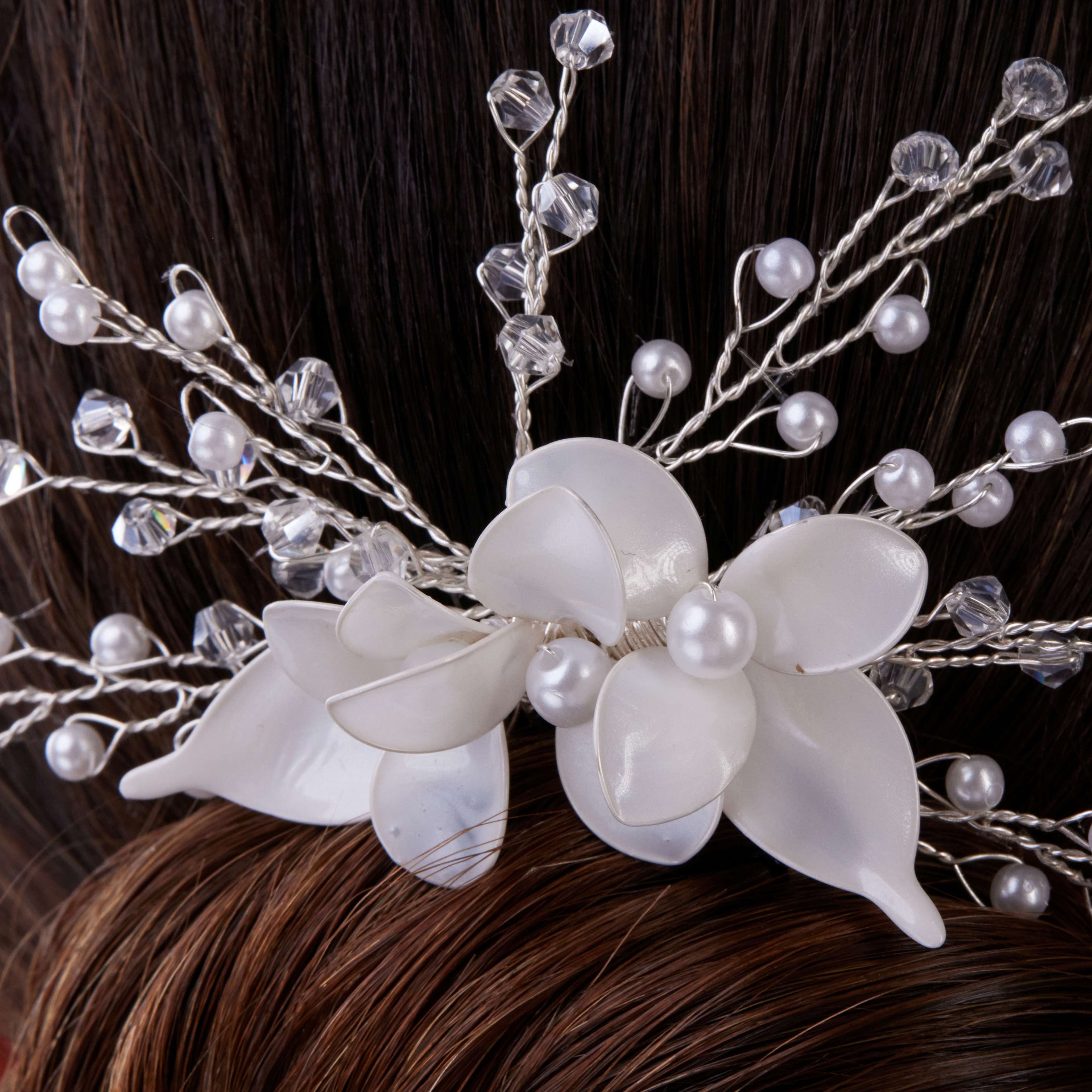 Elegant Resin Flower Wedding Hair Comb – Bridal Port, view 2