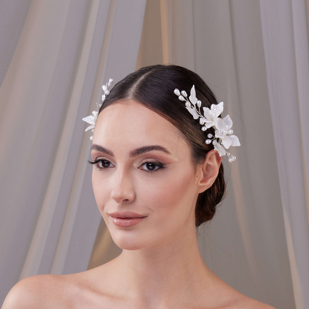 Two-Piece Resin Flower Hair Vine Set – Bridal Port