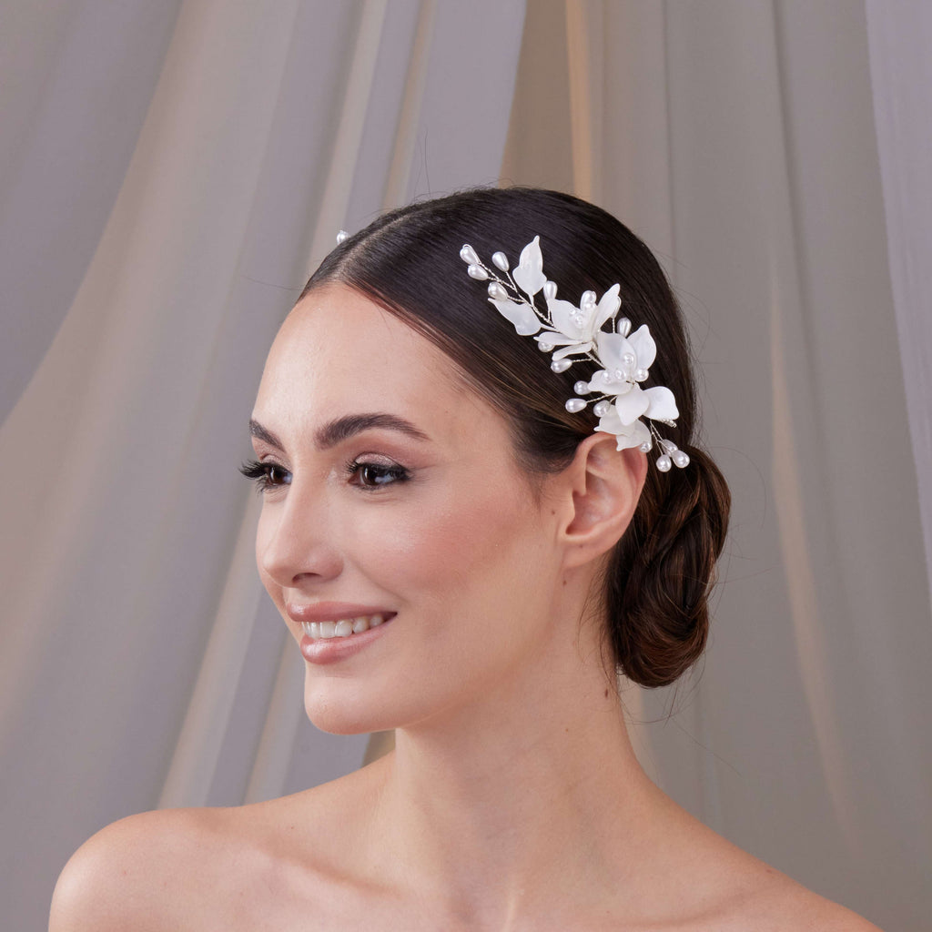 Two-Piece Resin Flower Hair Vine Set – Bridal Port, view 5
