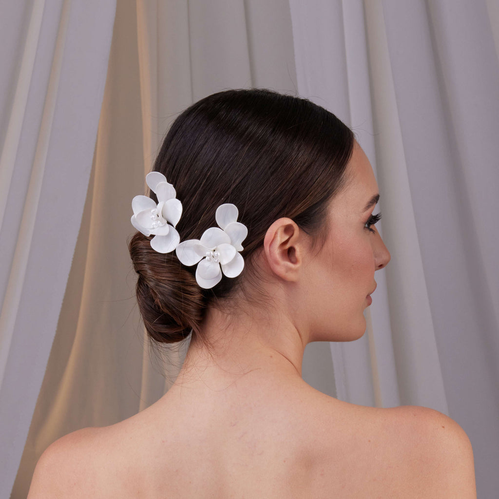 Two-Piece Resin Flower Hair Pin Set – Bridal Port, view 2