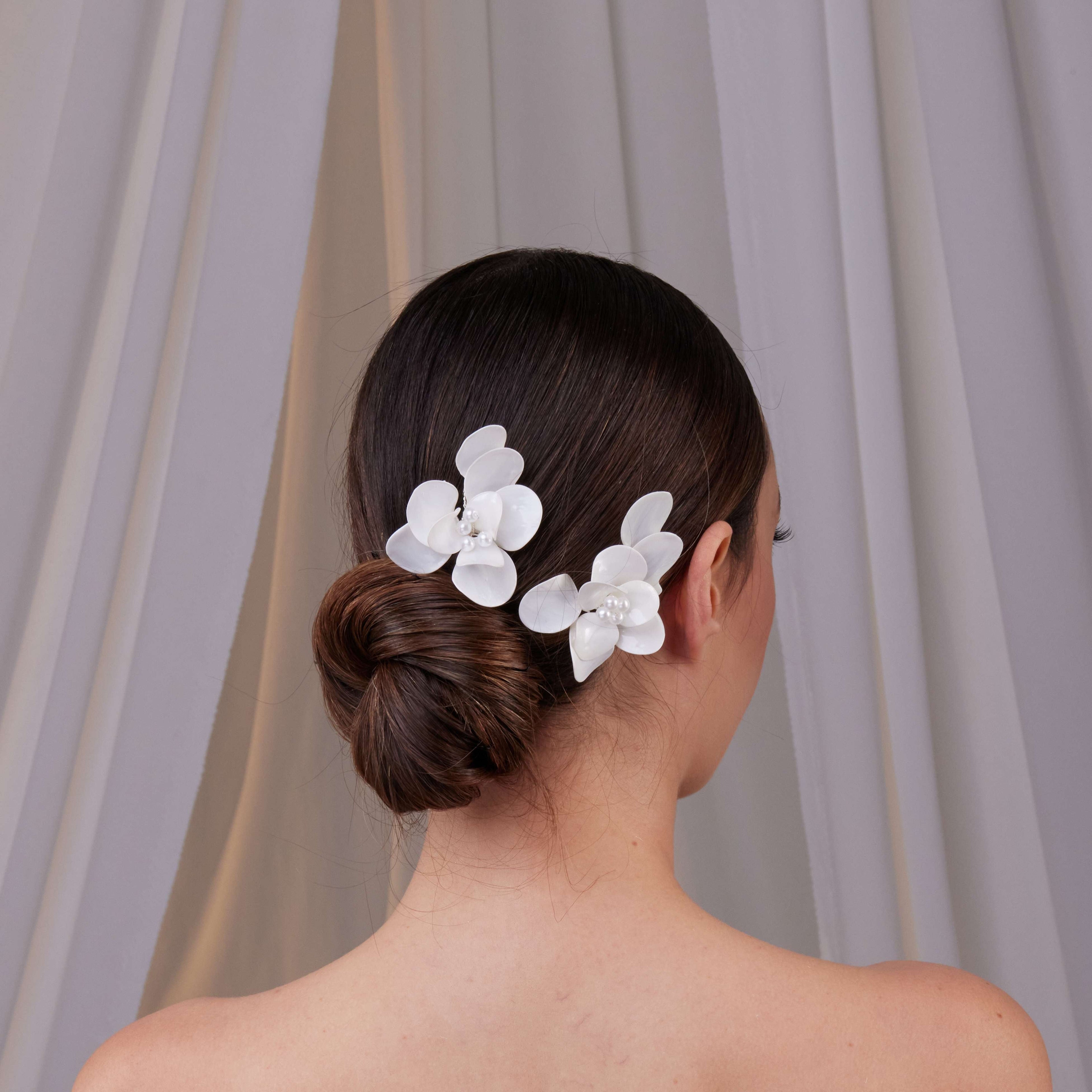 Two-Piece Resin Flower Hair Pin Set – Bridal Port, view 5