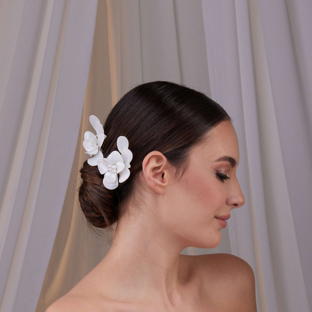 Two-Piece Resin Flower Hair Pin Set – Bridal Port, view 7