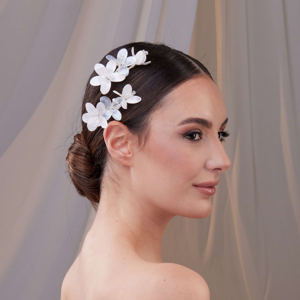 Two-Piece Resin Flower Hair Vine Set – Bridal Port, view 2
