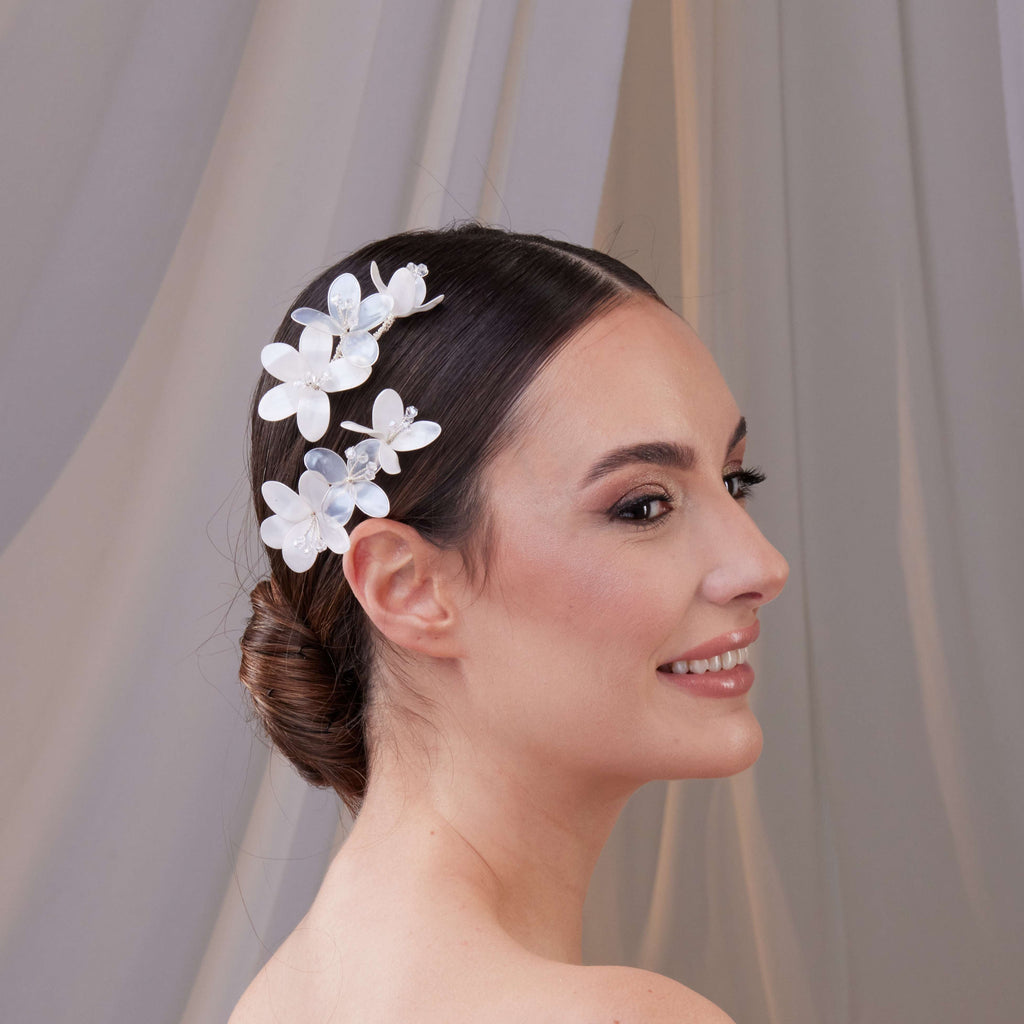 Two-Piece Resin Flower Hair Vine Set – Bridal Port, view 3