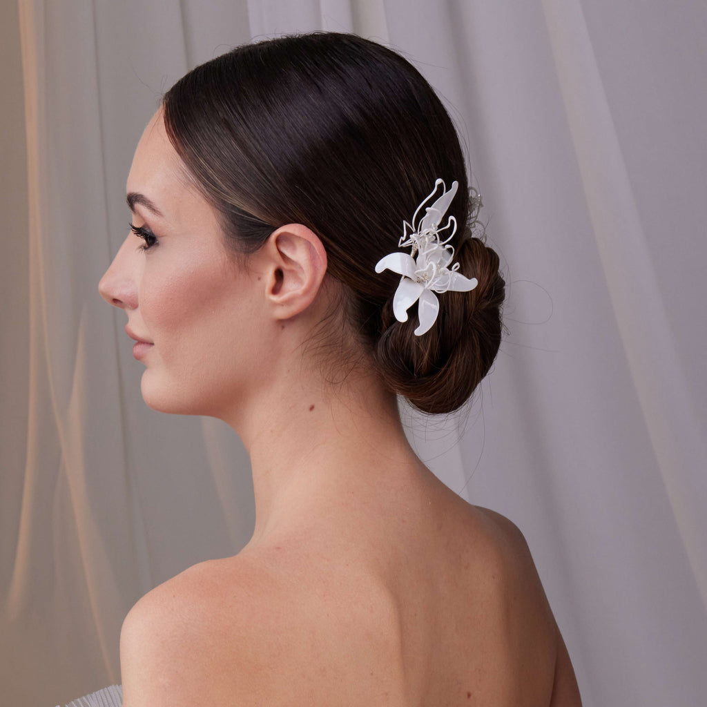 Two-Piece Resin Flower Hair Pin Set – Bridal Port, view 2