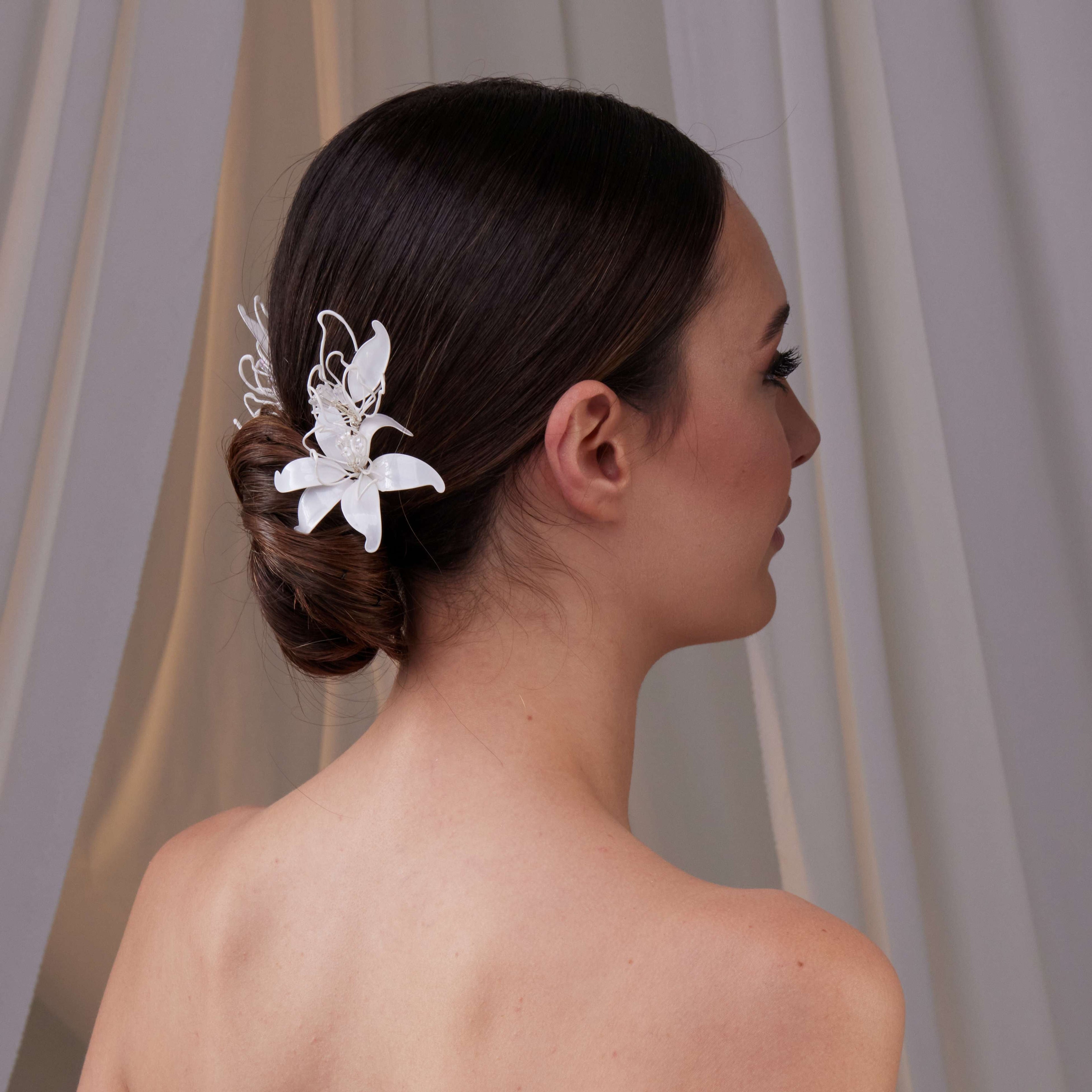 Two-Piece Resin Flower Hair Pin Set – Bridal Port, view 6