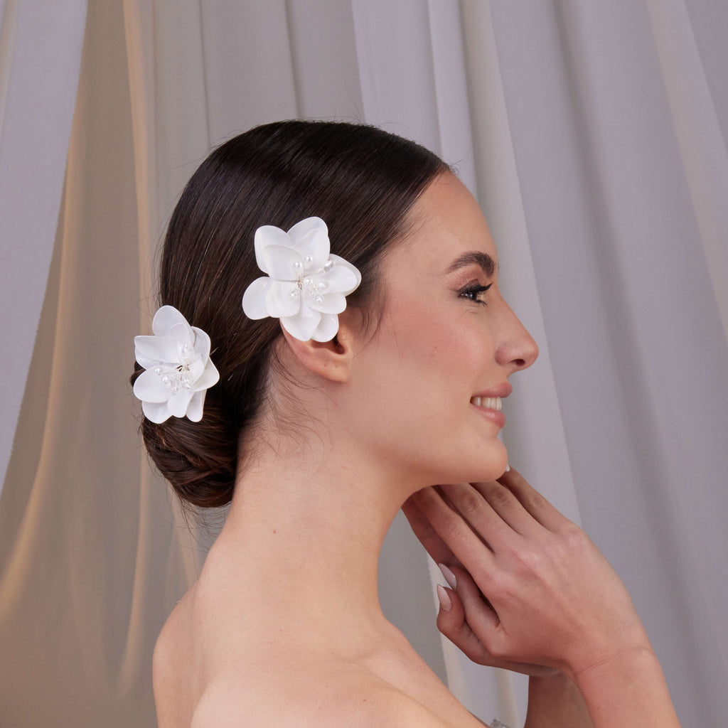 Two-Piece Resin Flower Hair Pin Set – Bridal Port, view 5