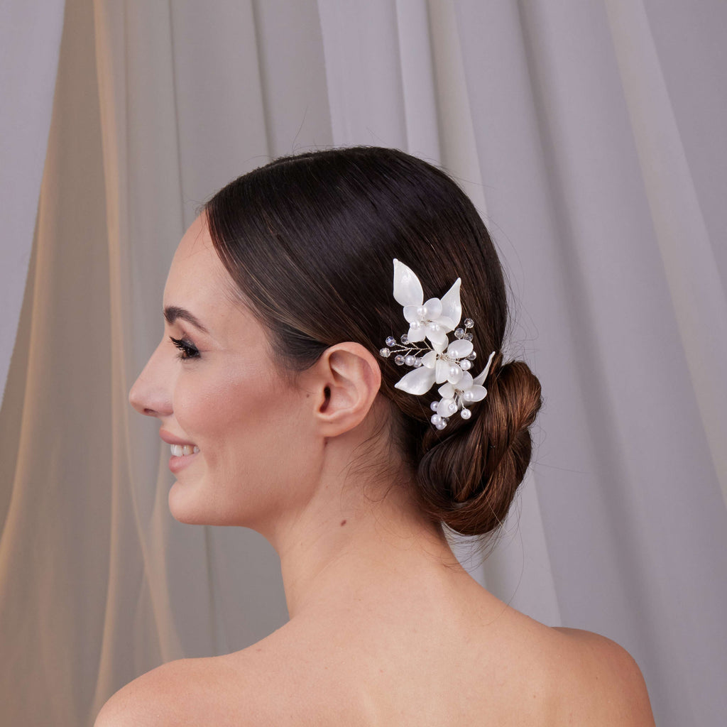 Two-Piece Resin Flower Hair Vine Set – Bridal Port, view 6