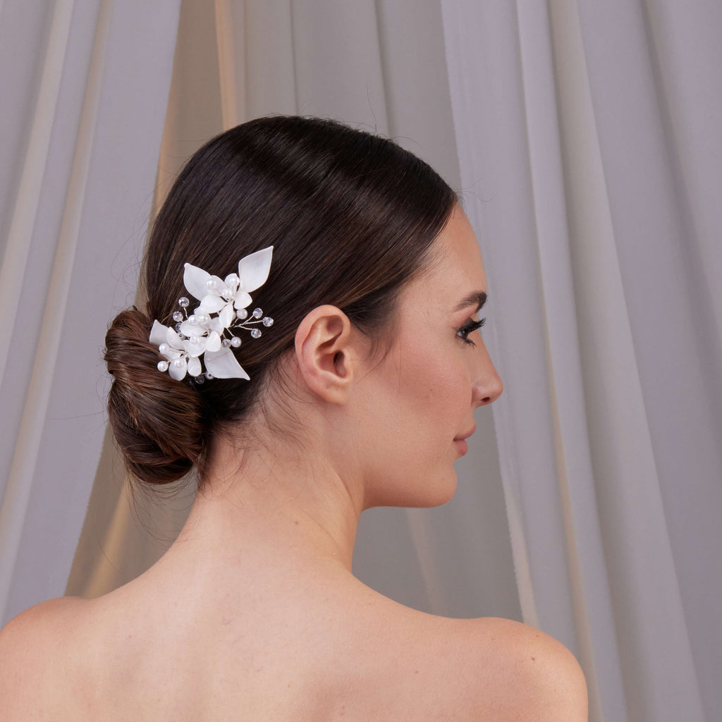 Two-Piece Resin Flower Hair Vine Set – Bridal Port, view 5
