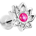 BodyCandy 16G 1/4 Pink Faux Opal Lotus Flower Tragus Cartilage Earring — main product shot