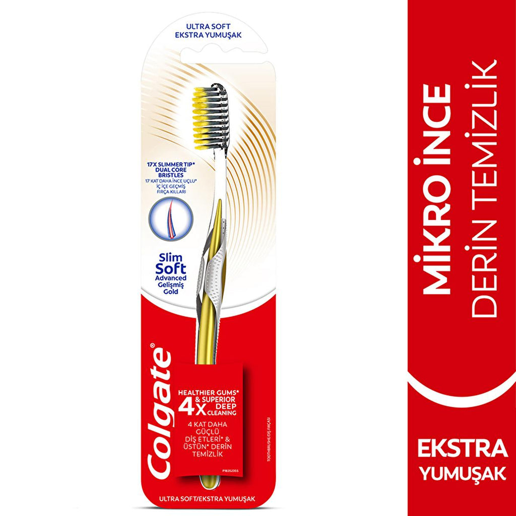 Colgate Advanced Charcoal Toothbrush - Extra Soft Bristles for Gentle Deep Cleaning