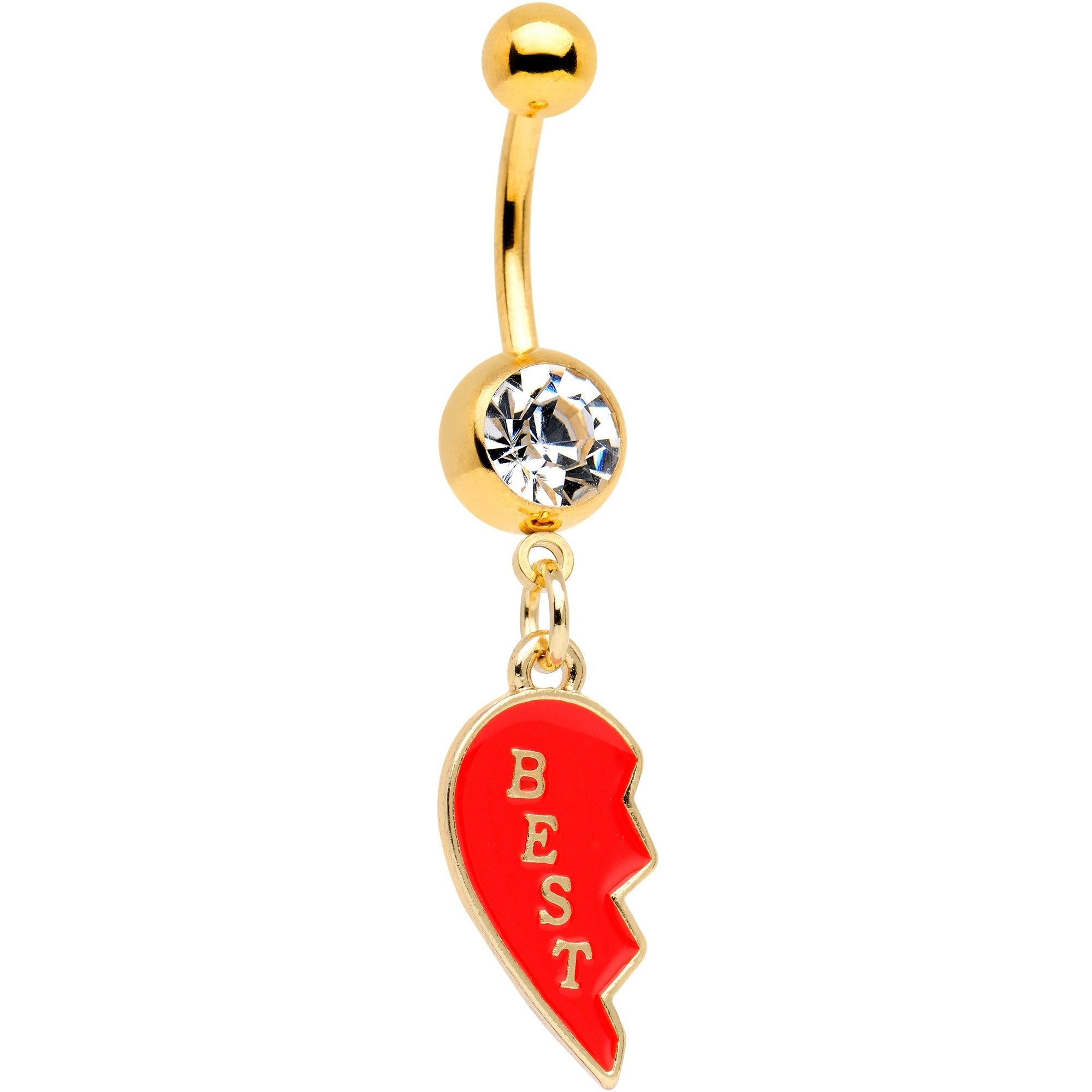 BodyCandy Clear Gem Best Buds Heart Dangle Belly Ring Set of 2 — lifestyle context