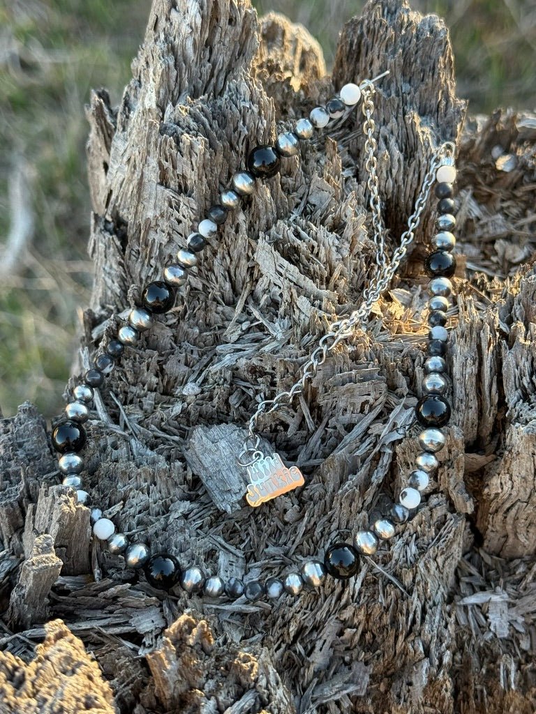 Wild Junkie Black Onyx Eclipse Beaded Necklace — main product shot