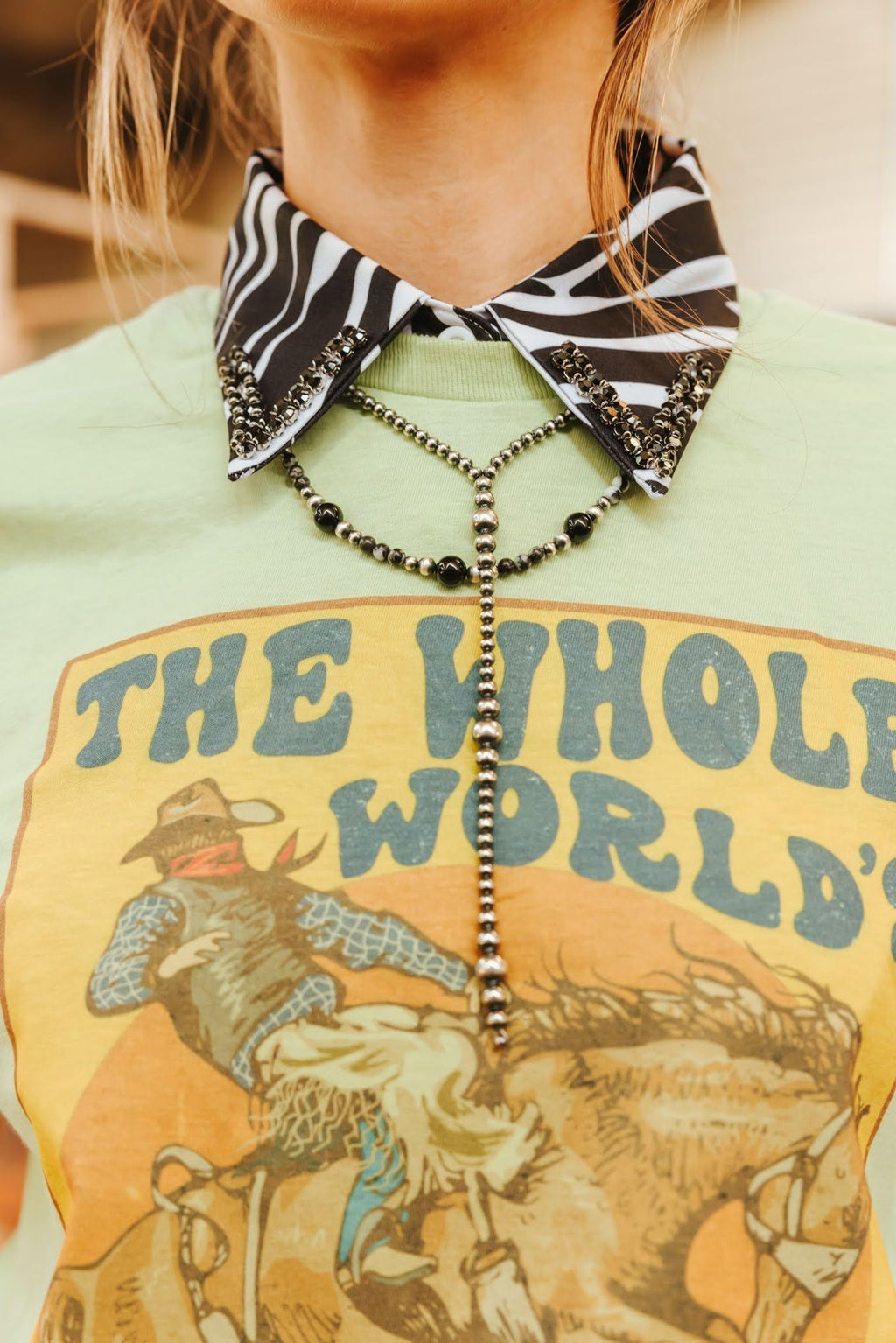 Wild Junkie Black Onyx Eclipse Beaded Necklace — lifestyle context