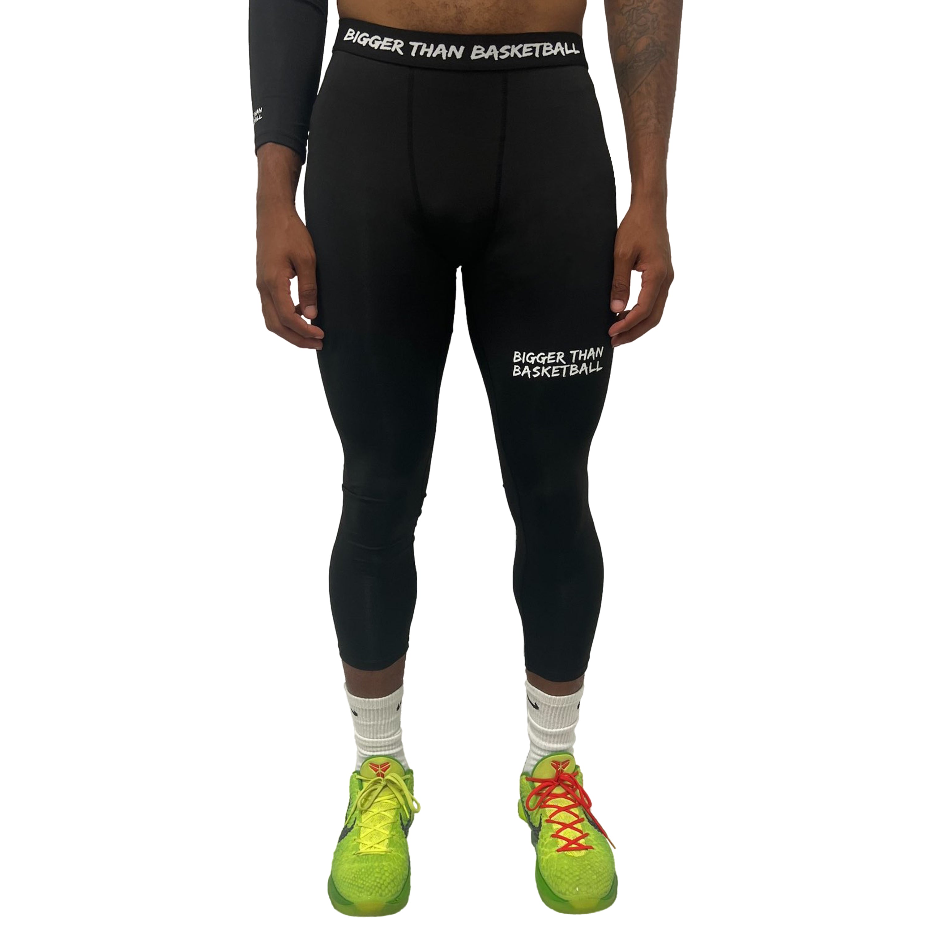 Bigger Than Basketball Compression Tights - Black — Black detail