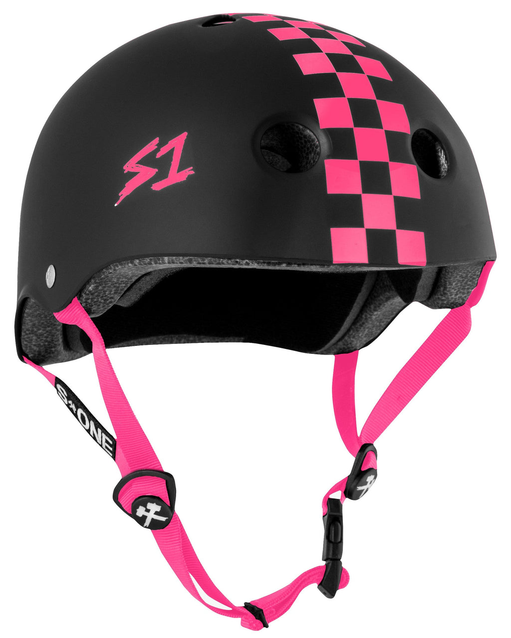 S1 Lifer Helmet - Black Matte/Pink Checkers