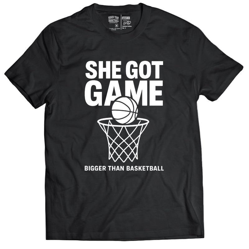 Bigger Than Basketball She Got Game - T-Shirt - Black — main product shot